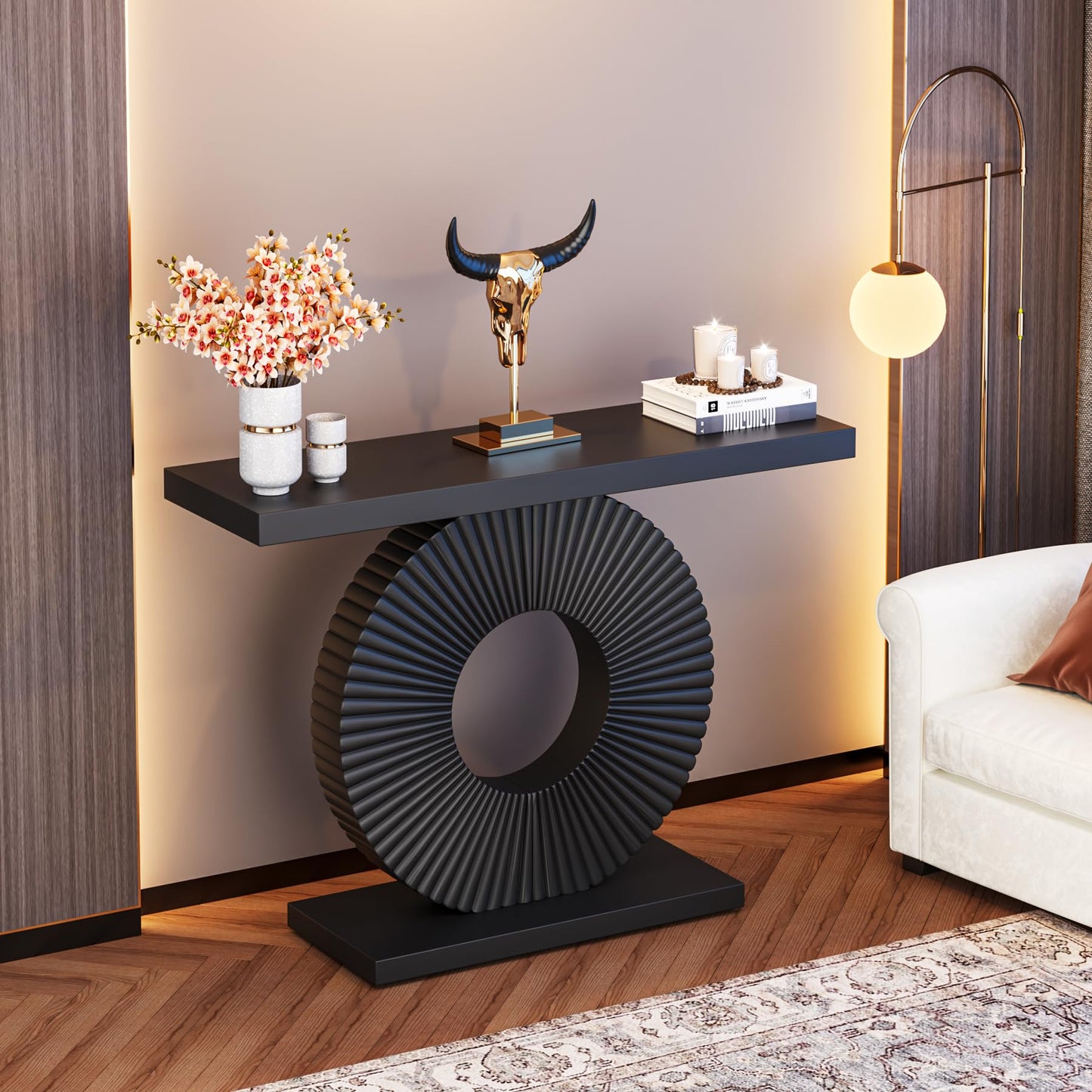 Tribesigns Modern Console Table with Geometric Base, 40 inch Wood Entryway Table Sofa Table Narrow Long, Contemporary Accent Table for Living Room, Entryway, Hallway
