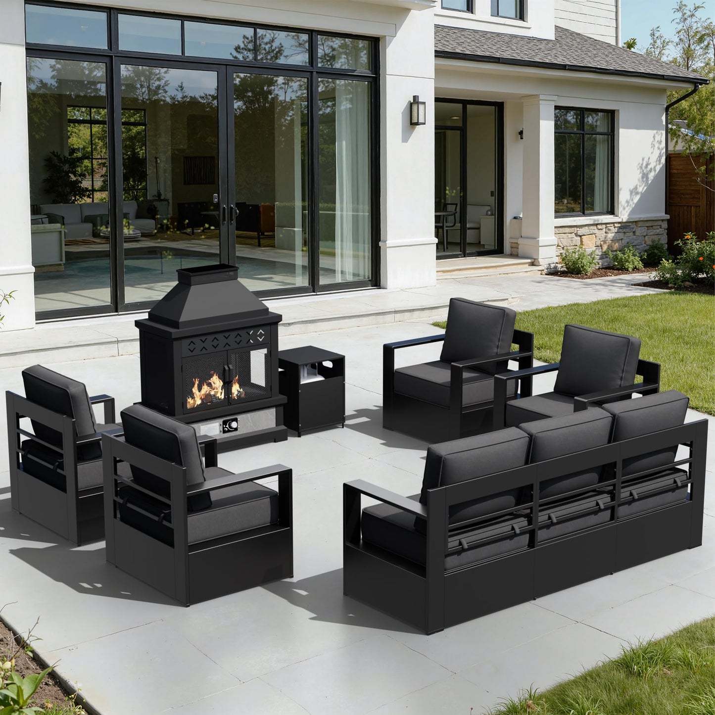 Aluminum Patio Swivel Chair - Outdoor Swivel Rocking Chair with 6" Thick Removable Cushions, All-Weather Metal Frame, Deep Setting for Garden, Poolside and Porch