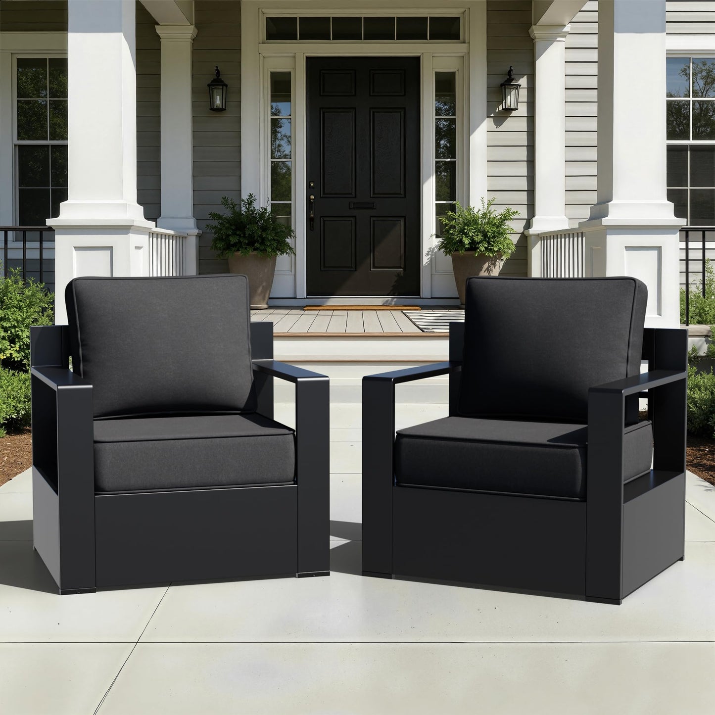 Aluminum Patio Swivel Chair - Outdoor Swivel Rocking Chair with 6" Thick Removable Cushions, All-Weather Metal Frame, Deep Setting for Garden, Poolside and Porch