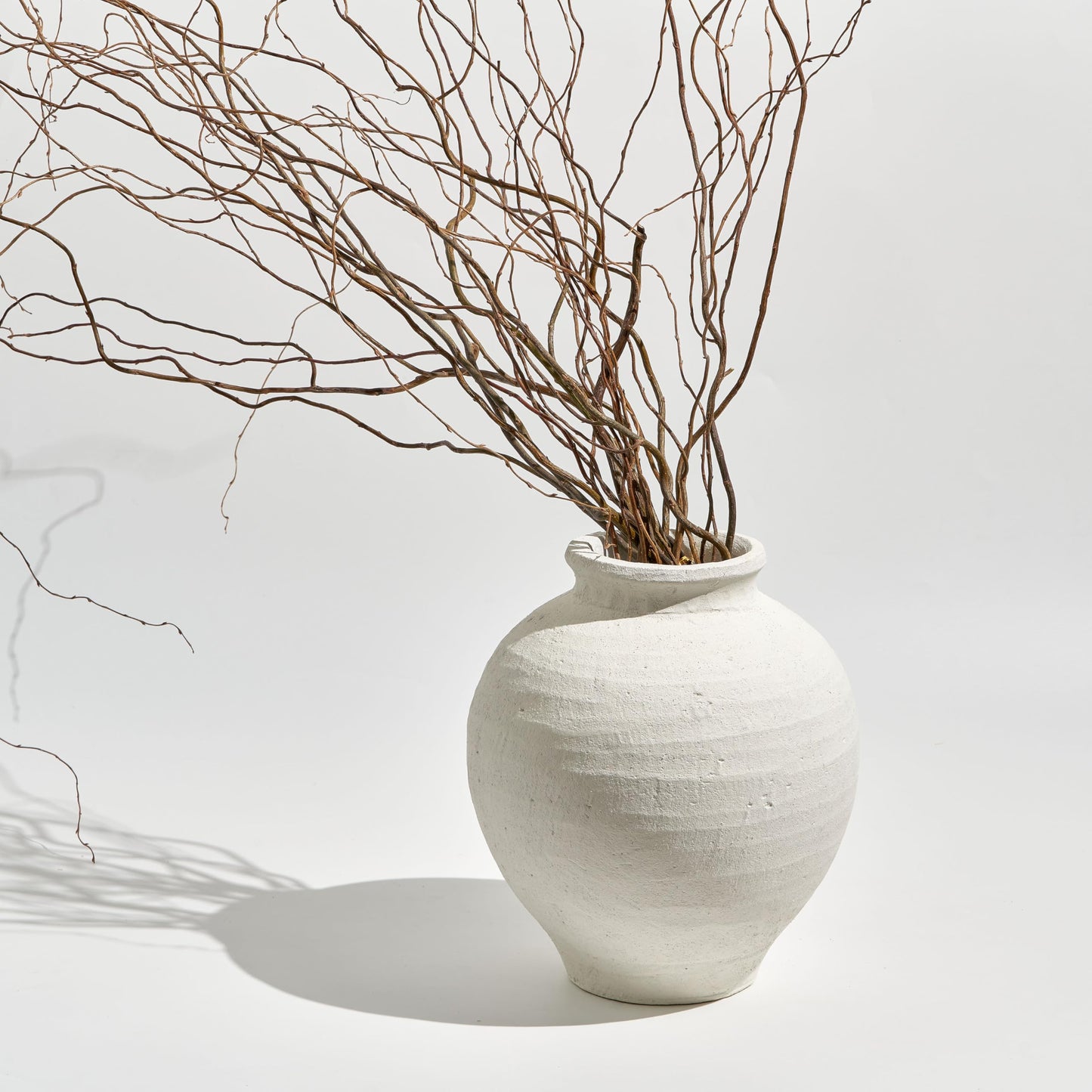 LB2 White Ceramic Large Vase, 11" Tall Zen Style, Terra Cotta Pitcher, Distressed Farmhouse Decor, Pottery Decorative Flower for Home Decor (B - White 11")