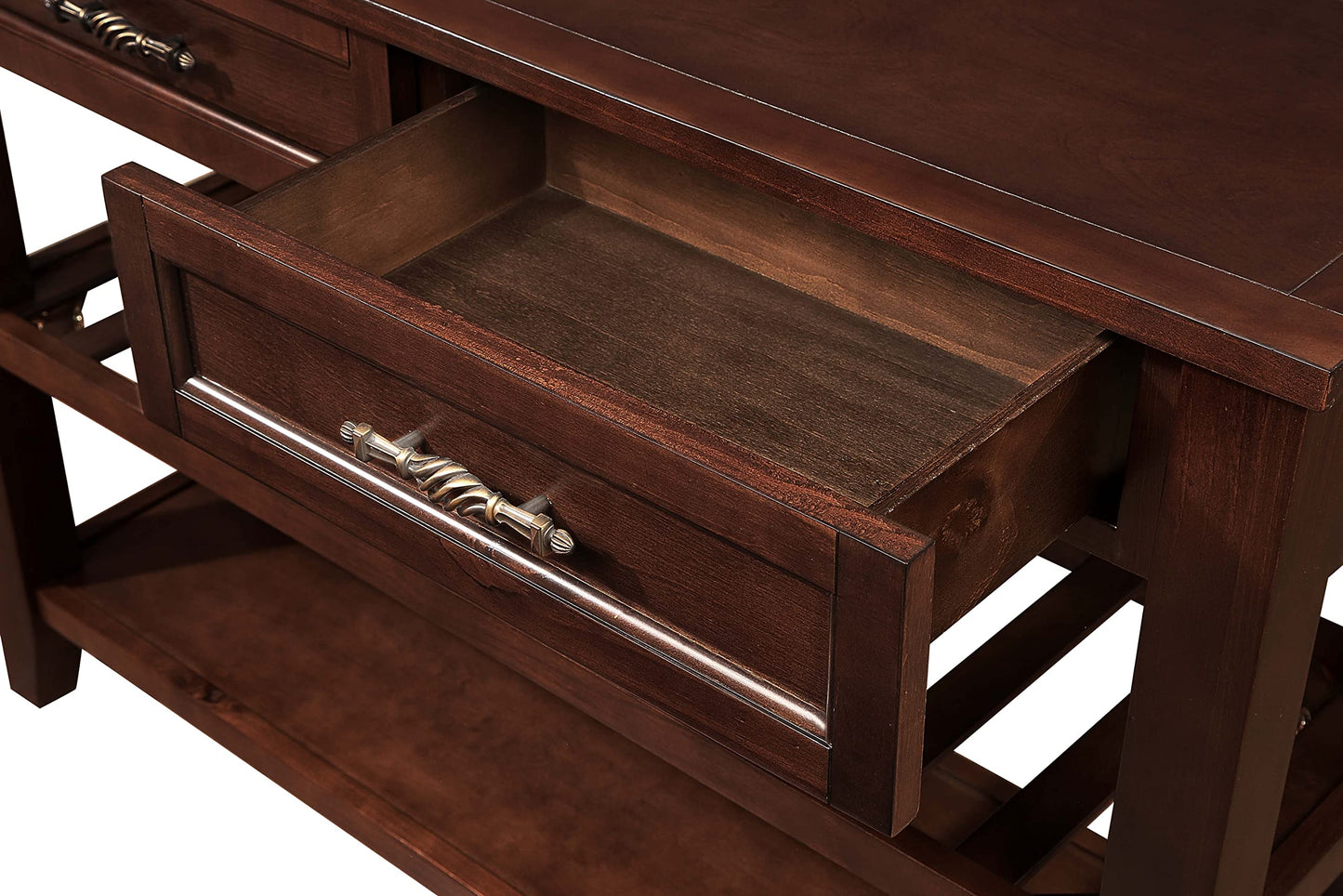 LKTART Solid Wood Console Table Sofa Tables with Drawers and Shelves Small Entryway Table for Living Room,Behind the Couch Table,Foyer(42" Espresso)