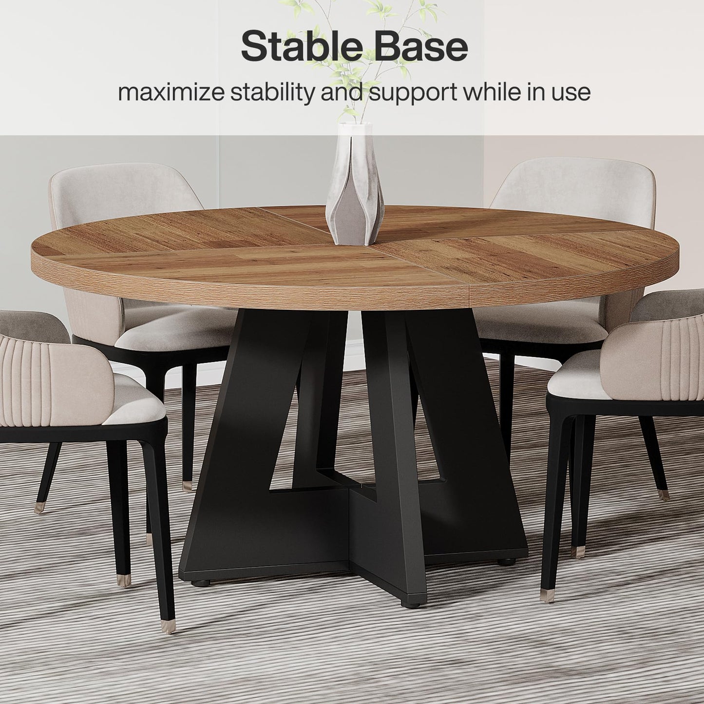 Tribesigns 47-Inch Round Conference Table for 4-6 People, Wooden Meeting Room Table with Thicken Tabletop and Wood Base (Grey)
