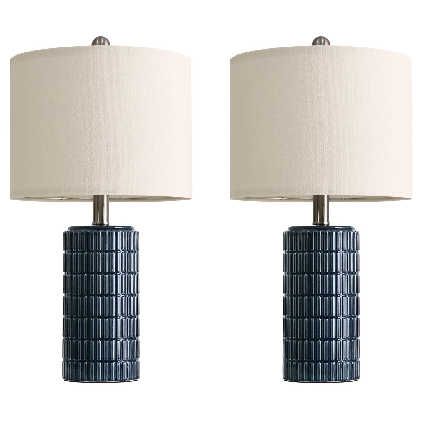 PoKat 20.75" Small Modern Ceramic Table Lamps Set of 2 for Bedroom, White Bedside Lamps for Night Stands, Farmhouse Desk Decor Gift Nightstand Table Lamps for Living Room End Table Beige