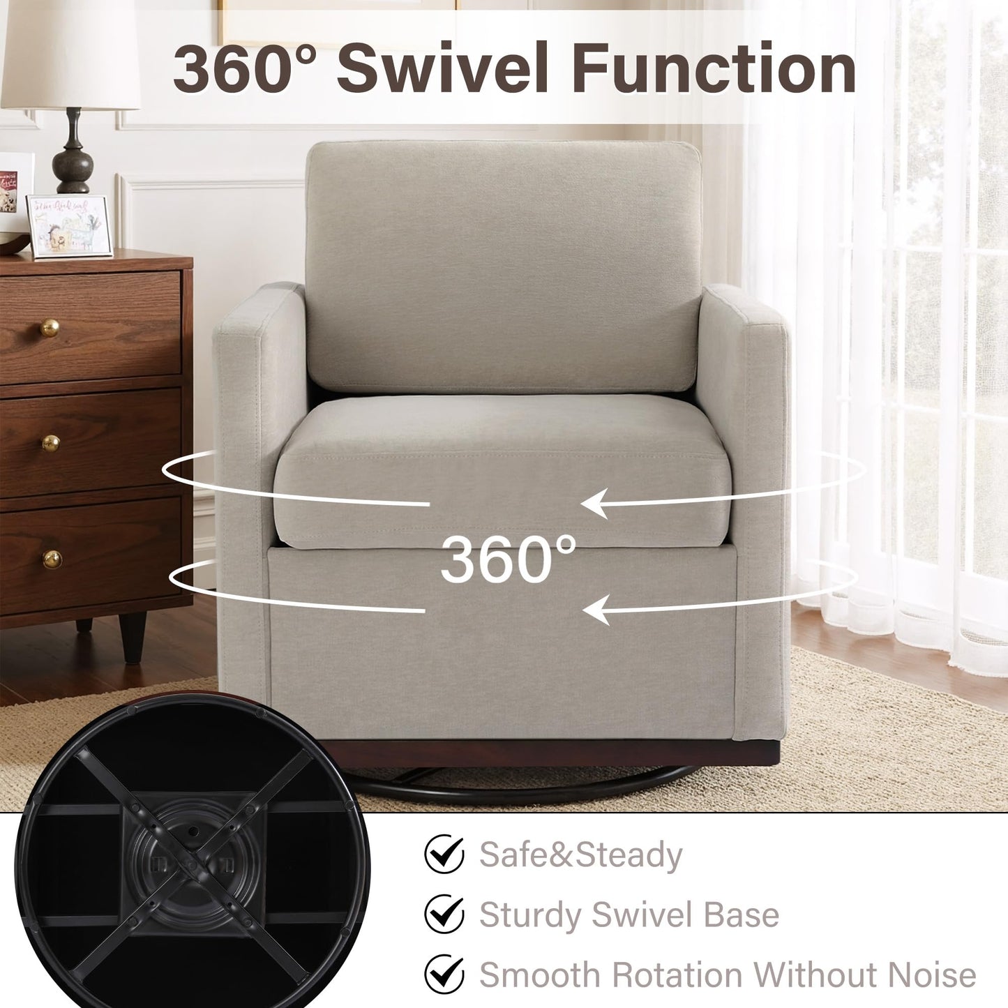 Faux Leather Swivel Accent Chairs Set of 2, 360° Swivel Upholstered Club Armchairs for Living Room, 31" Wide Square Single Sofa Reading Chair with Deep Seat, Metal Swivel Base, Navy