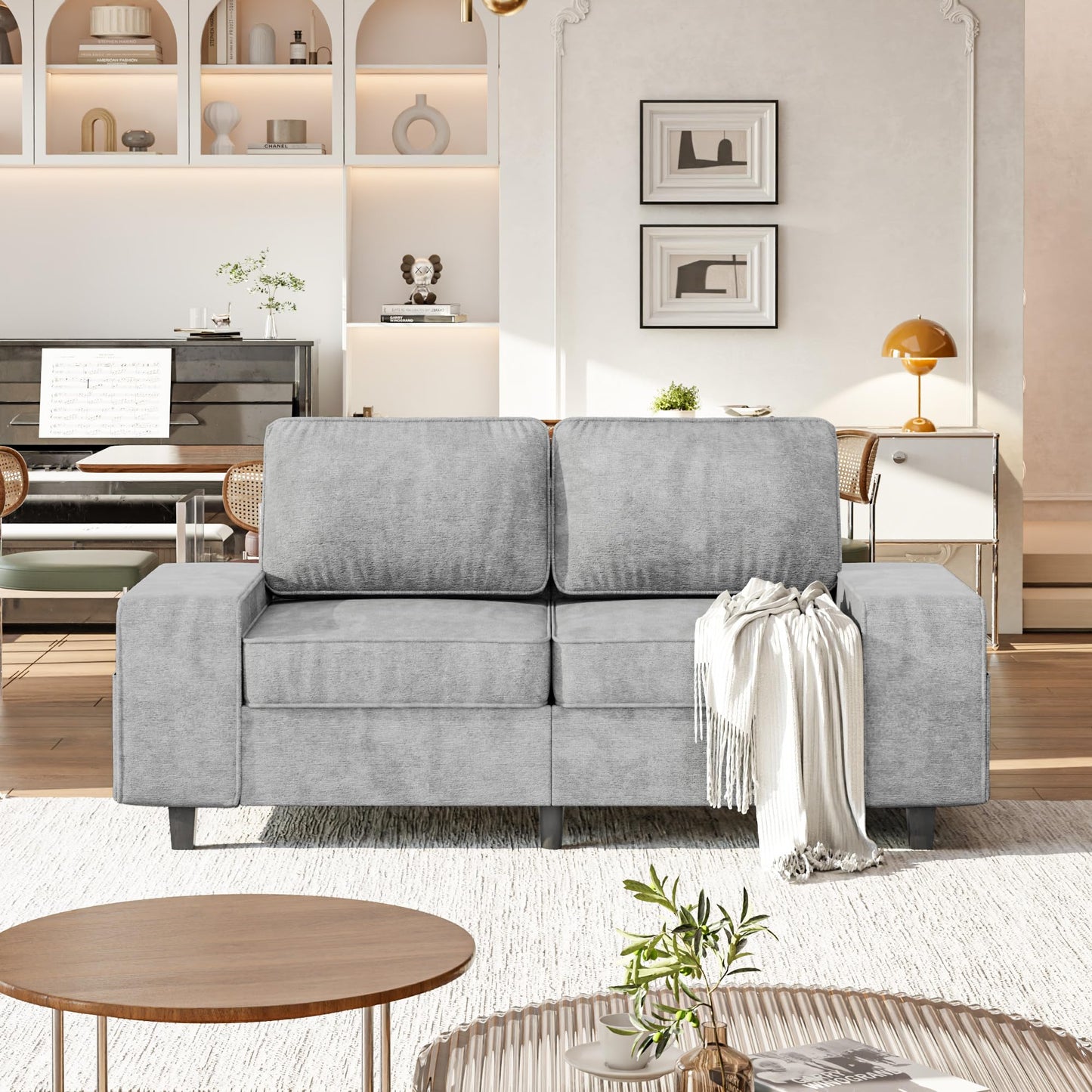 71" Loveseat Sofa for Living Room, Deep Seat Mid Century Modern Chenille Fabric 2 Love Seat Couch Love Seats for Small Space,Living Room,Studio,Apartment
