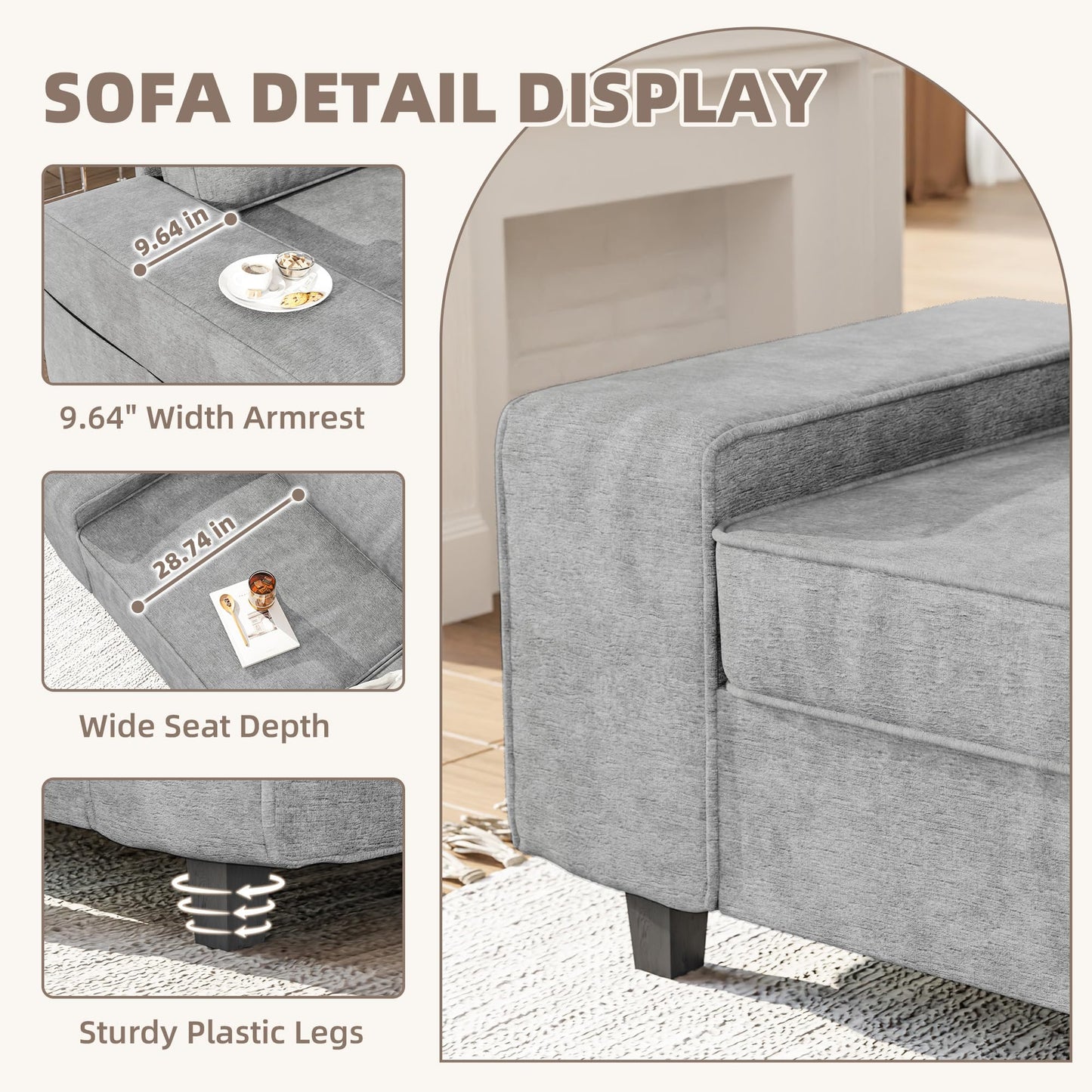 71" Loveseat Sofa for Living Room, Deep Seat Mid Century Modern Chenille Fabric 2 Love Seat Couch Love Seats for Small Space,Living Room,Studio,Apartment