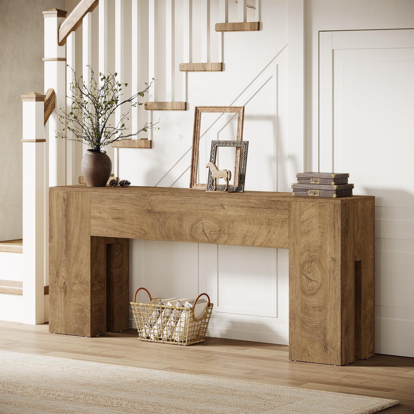 Tribesigns 71-Inch Long Console Table for Entryway, Farmhouse Sofa Console Behind Couch, Entry Table for Hallway, Foyer, Living Room, Black