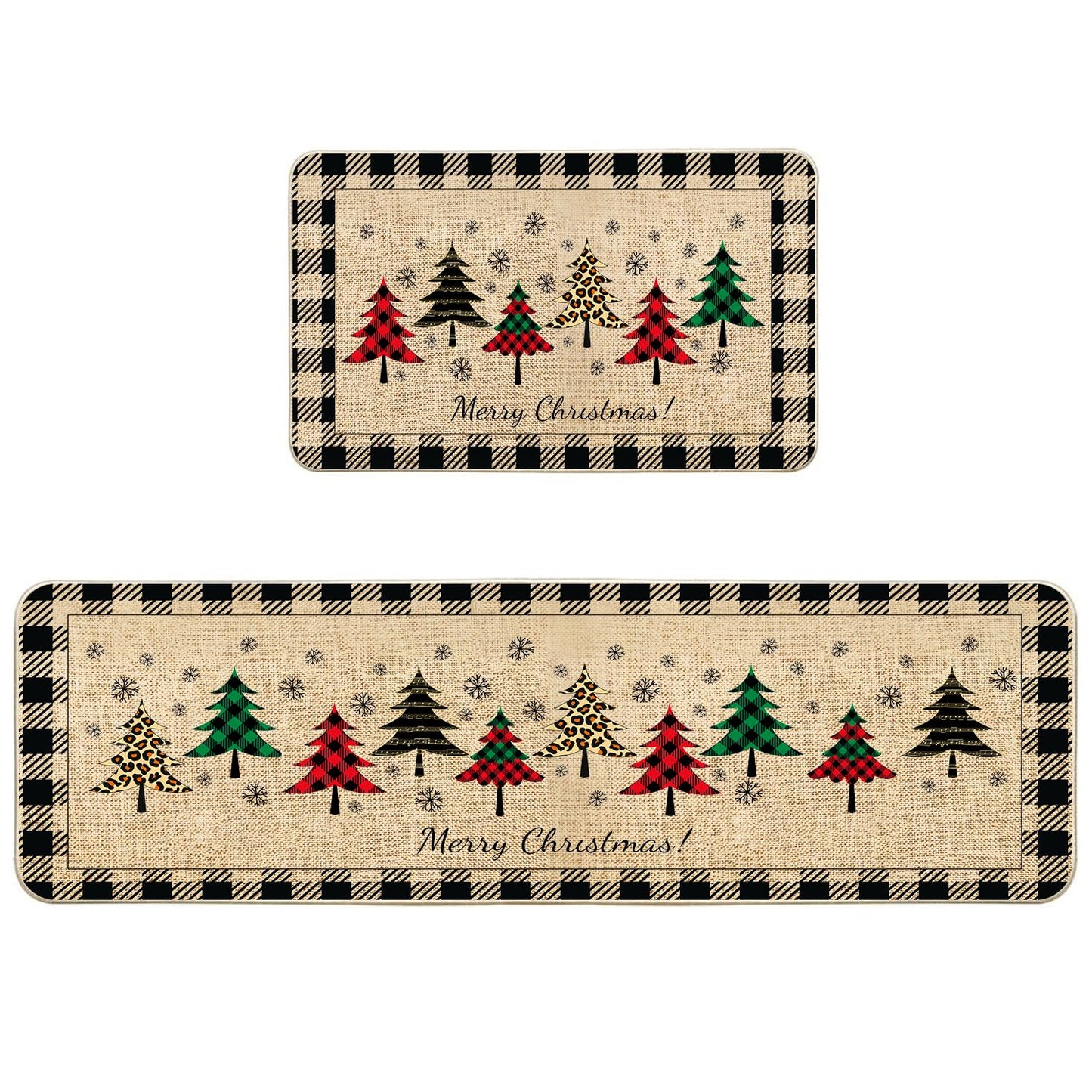 VAKADO Fall Outdoor Welcome Door Mat for Front Door Entrance Classroom Farmhouse Doormat Non-Slip Rubber Backing Autumn Entrance Rug Easy to Clean 17x29 Inch,Black White Buffalo Check Plaid