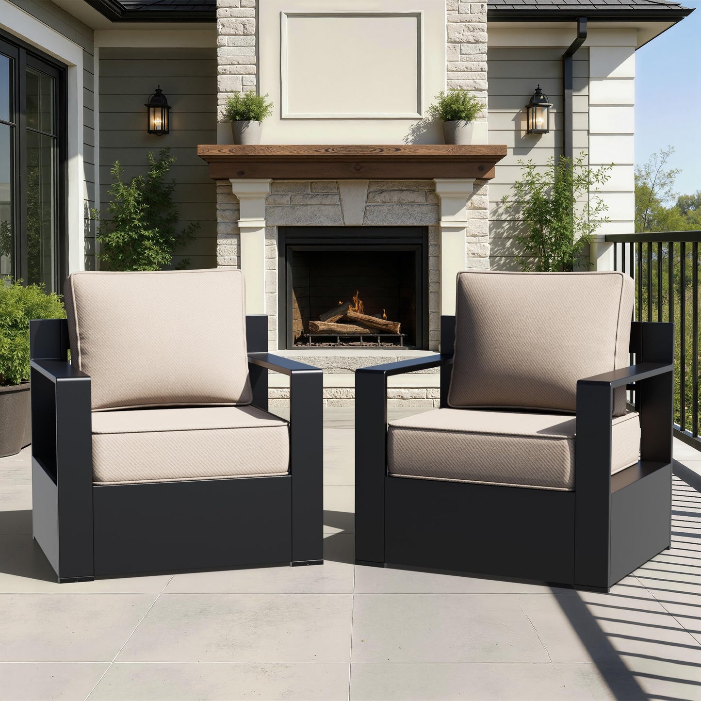 Aluminum Patio Swivel Chair - Outdoor Swivel Rocking Chair with 6" Thick Removable Cushions, All-Weather Metal Frame, Deep Setting for Garden, Poolside and Porch