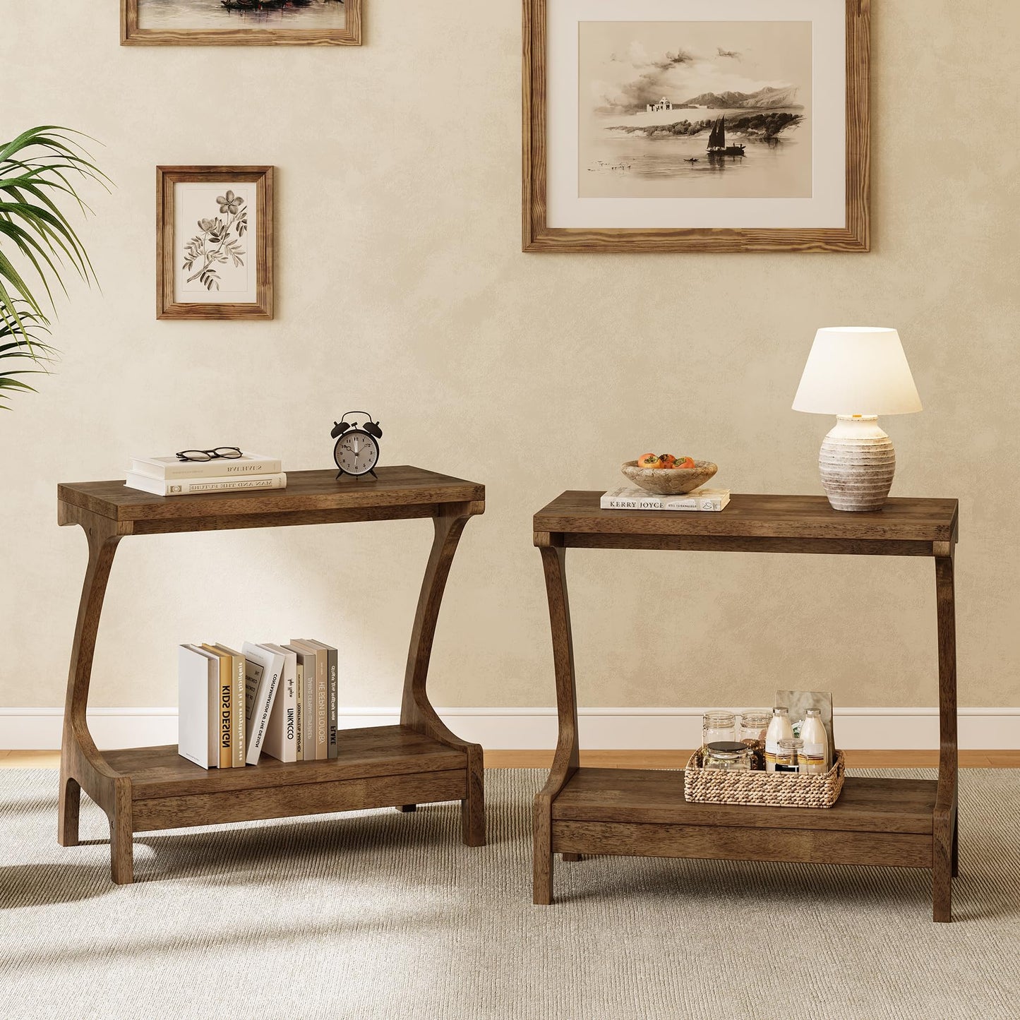 Solid Wood End Table with Storage Shelf, Small Accent Table for Living Room, Bedroom, or Office, Easy Assembly, Compact Side Table for Tight Spaces