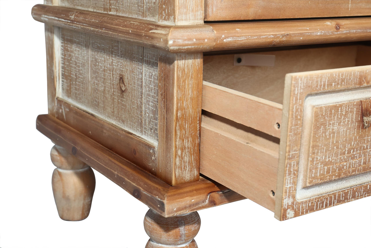 LKTART 60" Farmhouse Sideboard Buffet,Solid Fir Wood Frame with Hollowed-Out Carved Doors,Hand-Distressed Design,Versatile Storage Cabinet for Kitchen, Living Room,Natural Wood