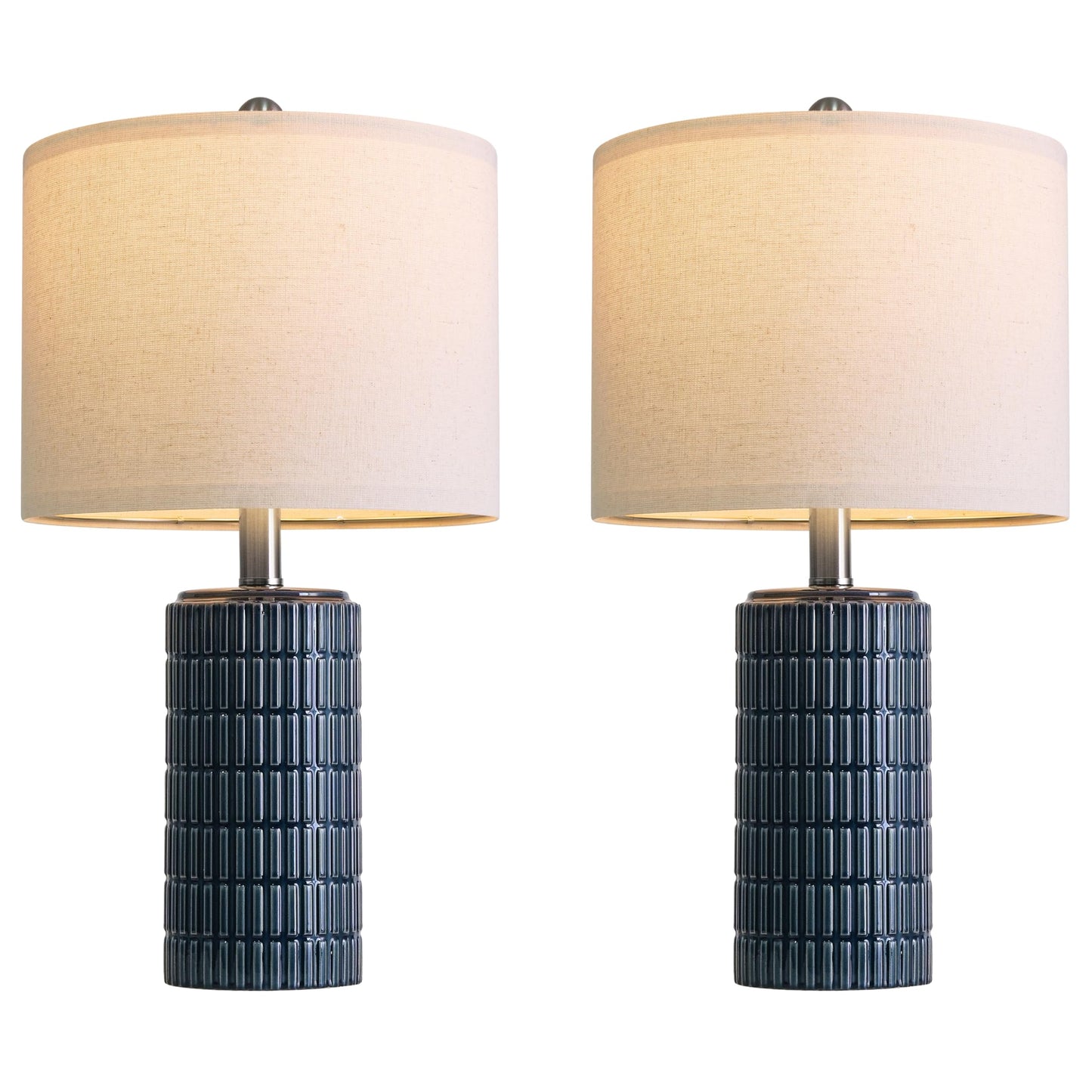 PoKat 20.75" Small Modern Ceramic Table Lamps Set of 2 for Bedroom, White Bedside Lamps for Night Stands, Farmhouse Desk Decor Gift Nightstand Table Lamps for Living Room End Table Beige