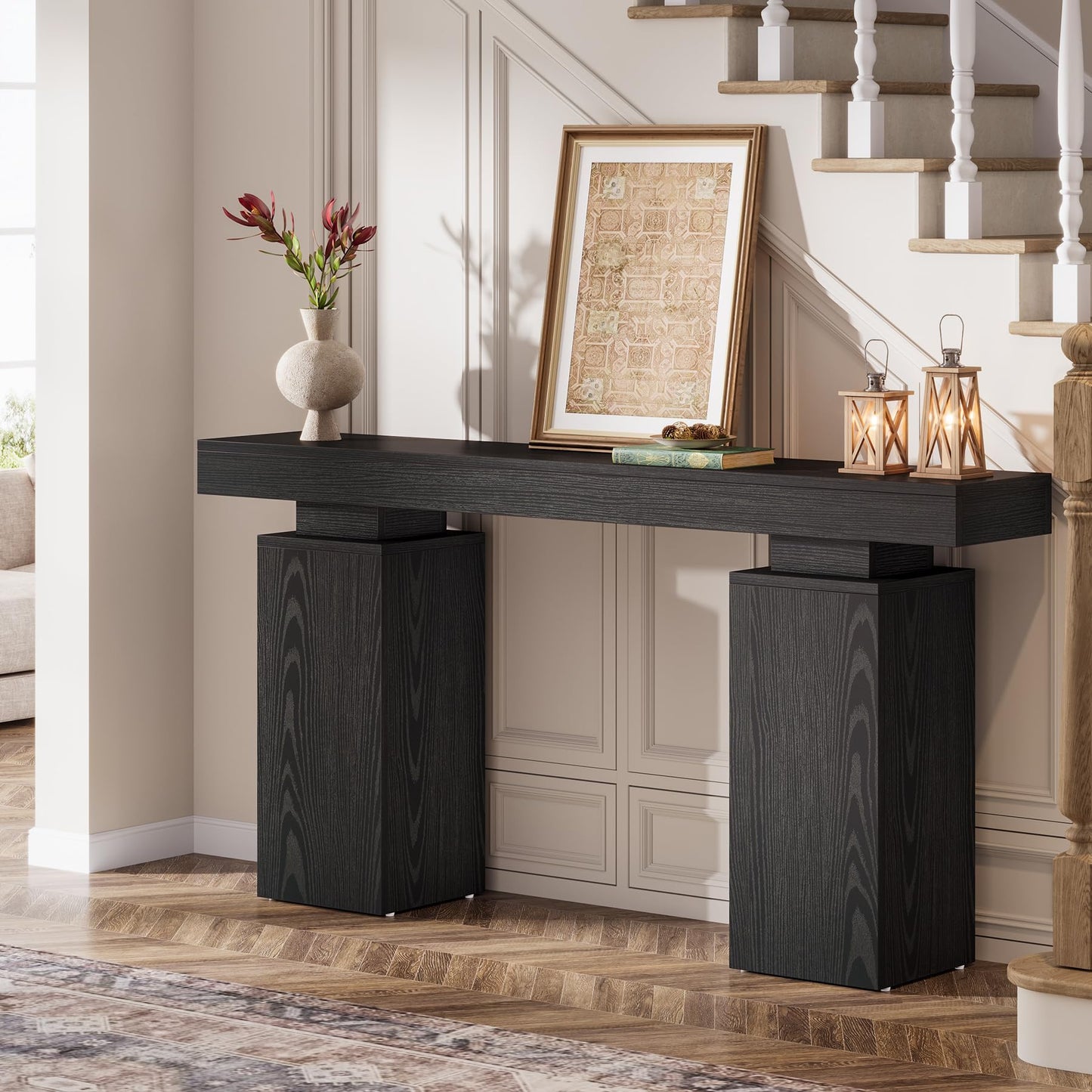 Tribesigns 63-Inch Long Console Table, Farmhouse Entryway Table Behind Couch, Wooden Foyer Stand Entry Station, Modern Hallway Accent Furniture for Living Room Decor, Entrance, Brown
