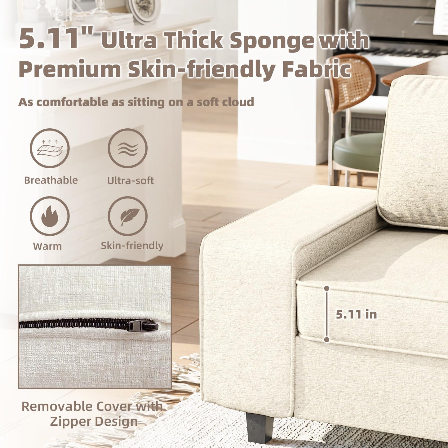 71" Loveseat Sofa for Living Room, Deep Seat Mid Century Modern Chenille Fabric 2 Love Seat Couch Love Seats for Small Space,Living Room,Studio,Apartment