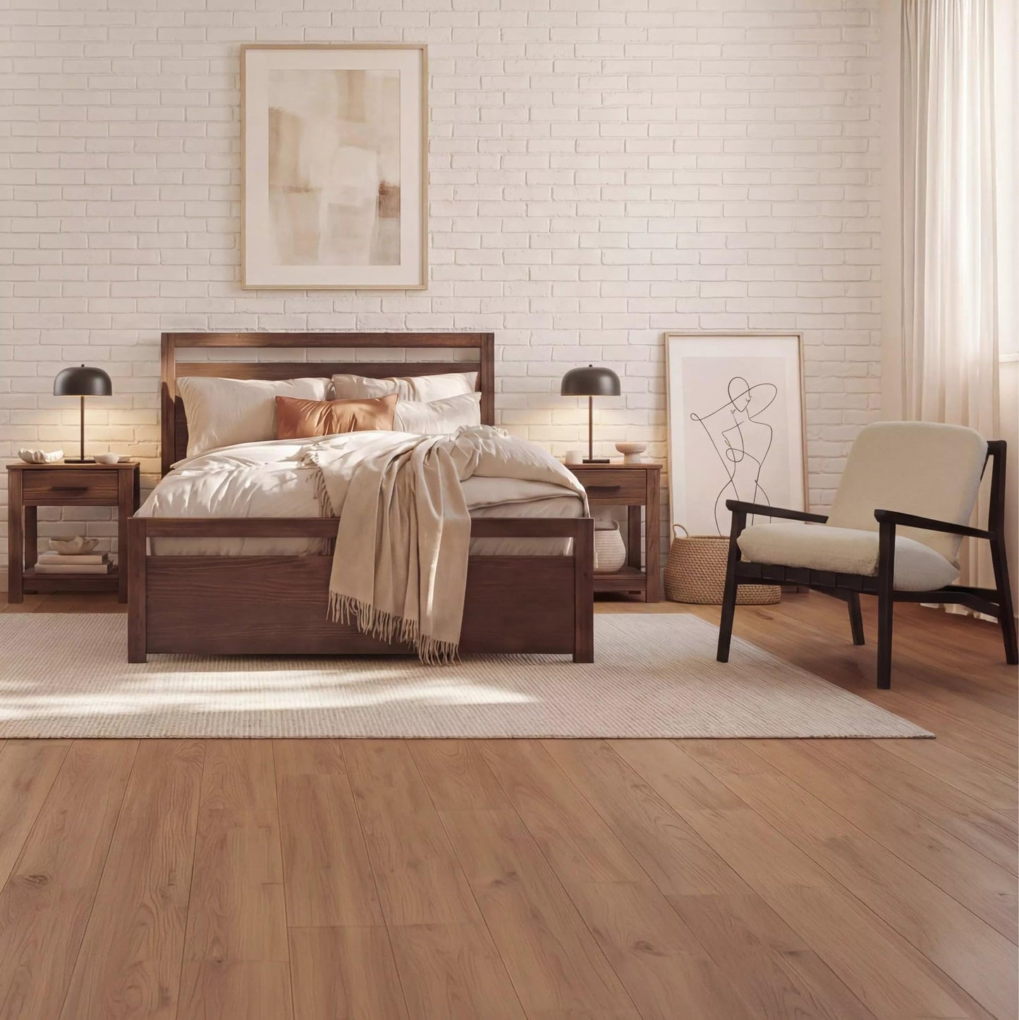 Grain Wood Furniture Loft Full Size Solid Wood Bed, Acacia