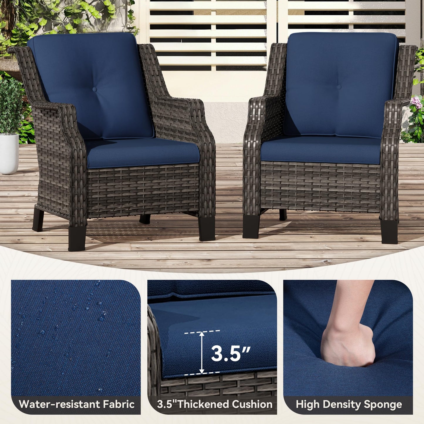 Outdoor Patio Loveseat, All-Weather 2-Seater Wicker Loveseat with Cushions, Outdoor Patio Love Seat Sofa for Garden, Balcony and Deck