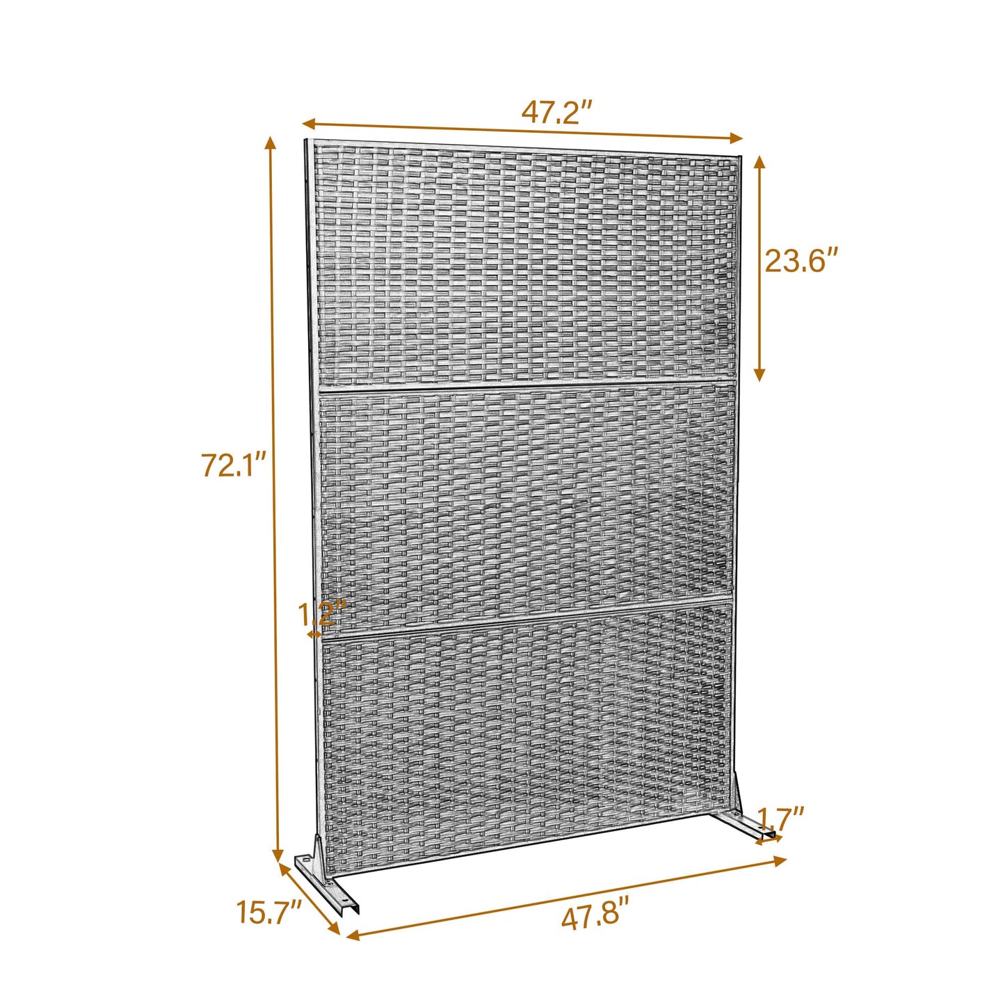 Metal Privacy Screen with Stand, 74" H×47" W Outdoor Privacy Screen for Deck Patio Lawn Garden (Black-Summer)