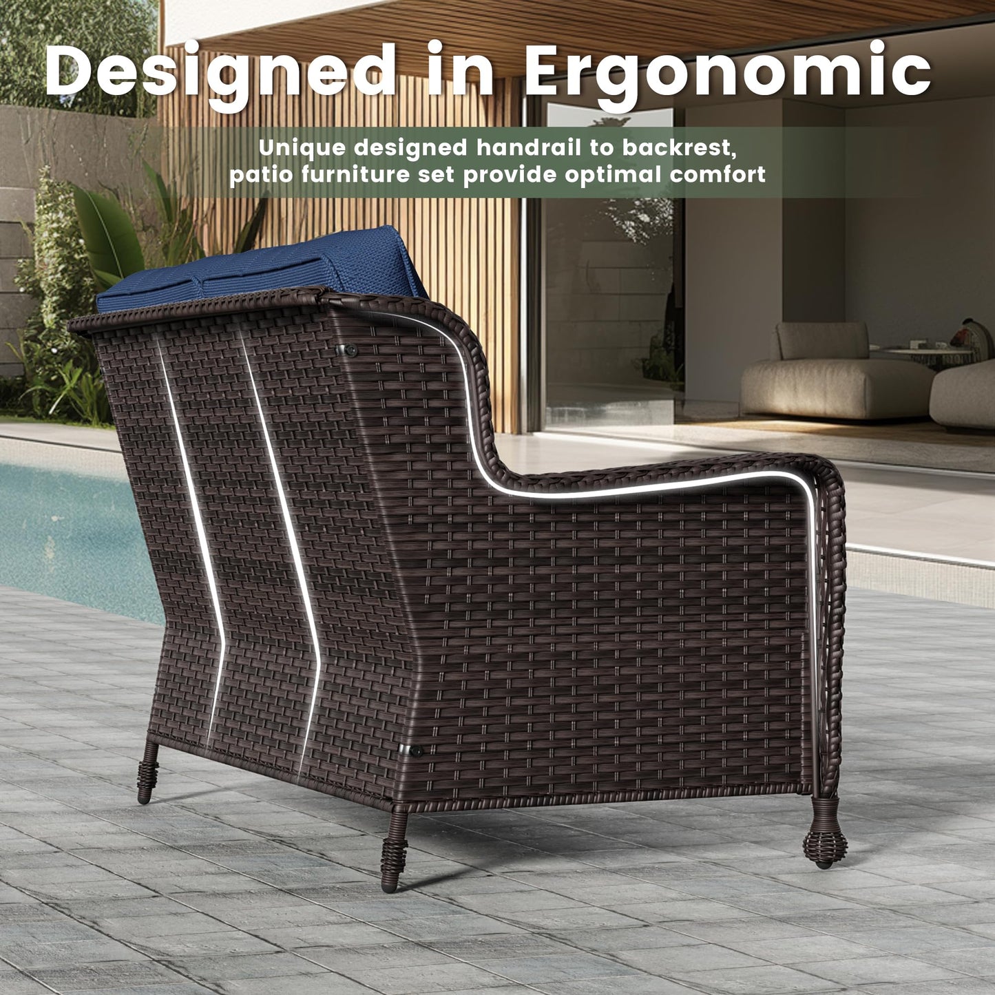 Wicker Patio Loveseat, All-Weather Rattan 2-Seat Sofa with Cushions, Outdoor Patio Furniture Set for Patio, Balcony, Backyard, Deck, Poolside