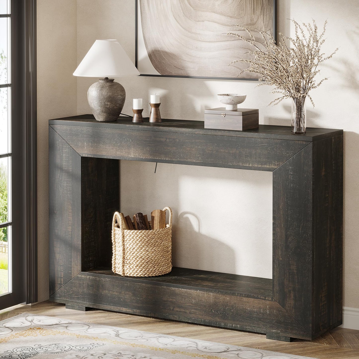 Tribesigns Farmhouse Console Table, 47 Inches Entryway Console Table with Storage, Industrial Hallway Accent Table for Living Room, Entrance