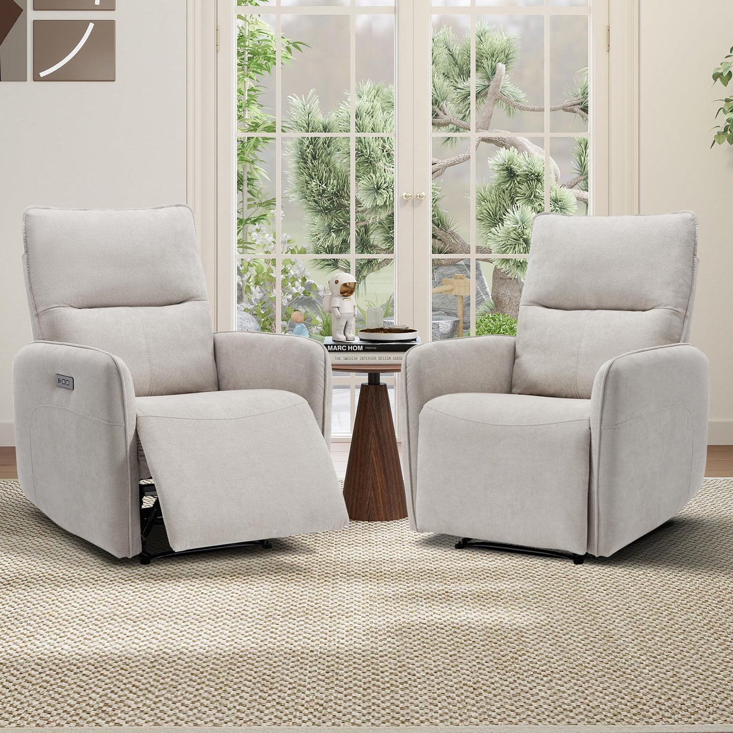 IOMOR Power Recliner Chair for Adults, Electric Recliner with USB Tape-C Ports, Zero Wall Single Reclining for Small Space, Living Room (1, Grey)