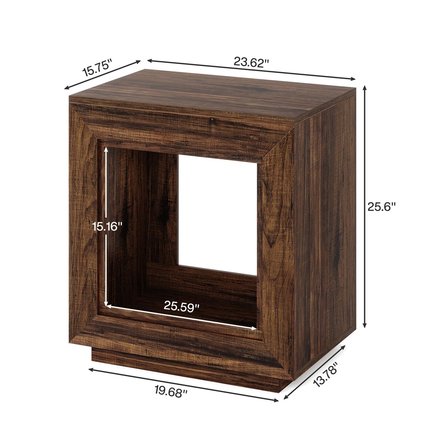 Tribesigns Rustic Wood End Table, 2 Tiered Square Side Table with Storage Shelf, Industrial Sofa Side Table for Living Room, Entrance (Rustic Brown) (1)