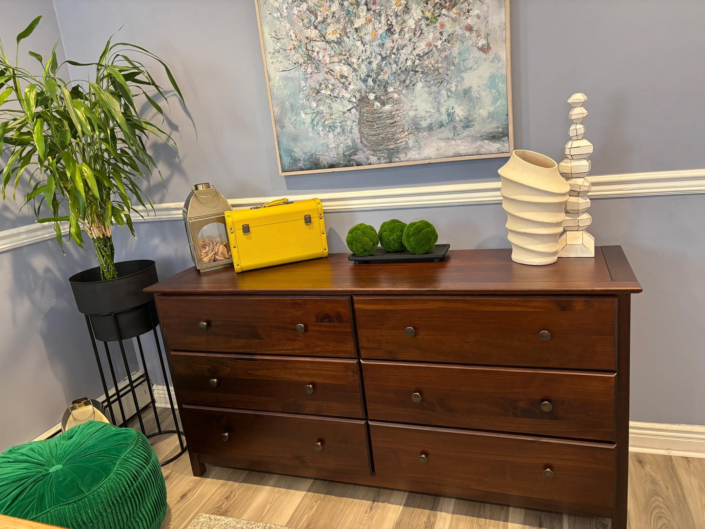 Grain Wood Furniture Shaker 6-Drawer Dresser, Solid Wood with a Walnut Finish