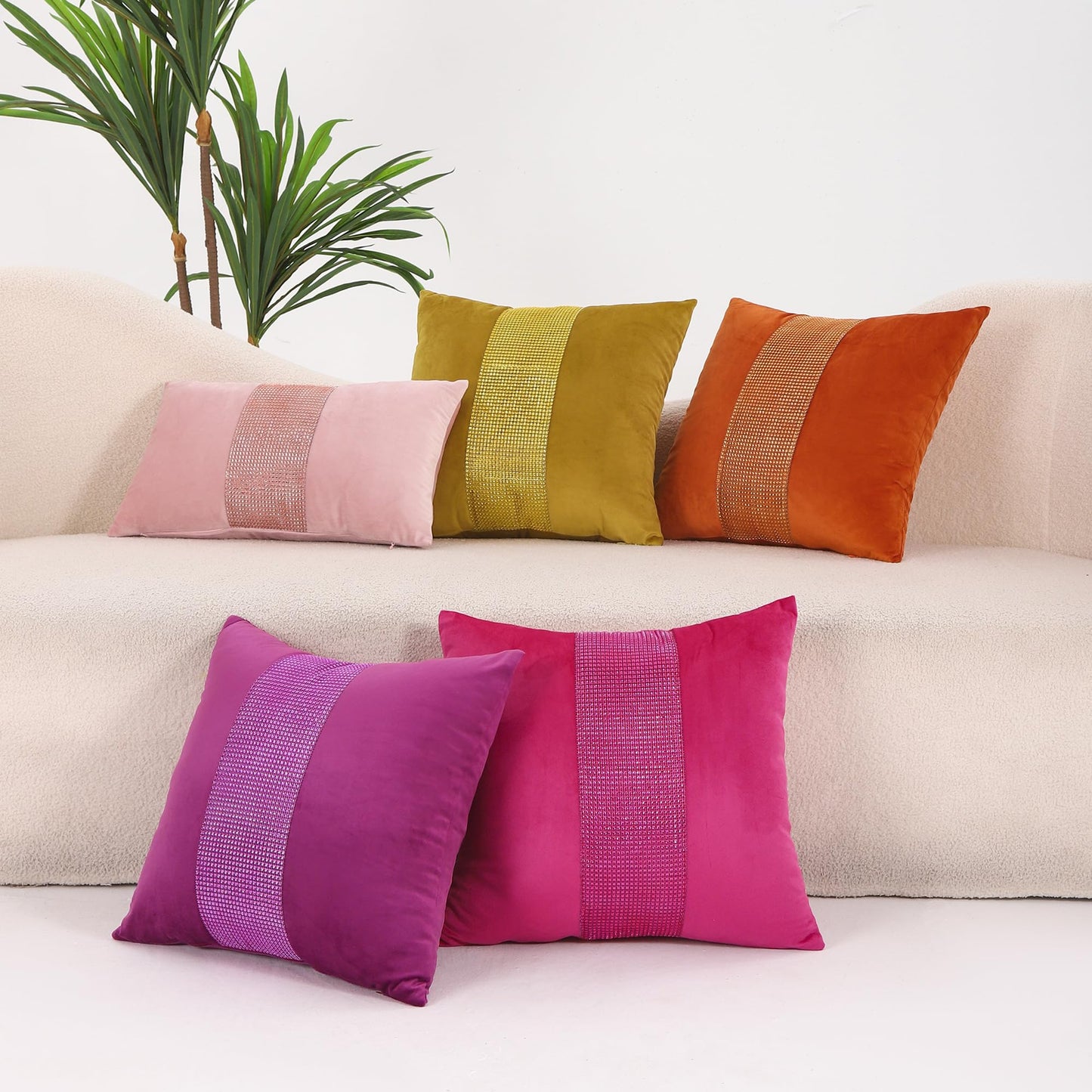 VAKADO Throw Pillow Covers 18x18 Set of 2 Decorative for Bed Couch Hot Pink Velvet Cushion Cases Decoration Valentines Day Wedding Love Home Decor for Sofa Living Room,Magenta