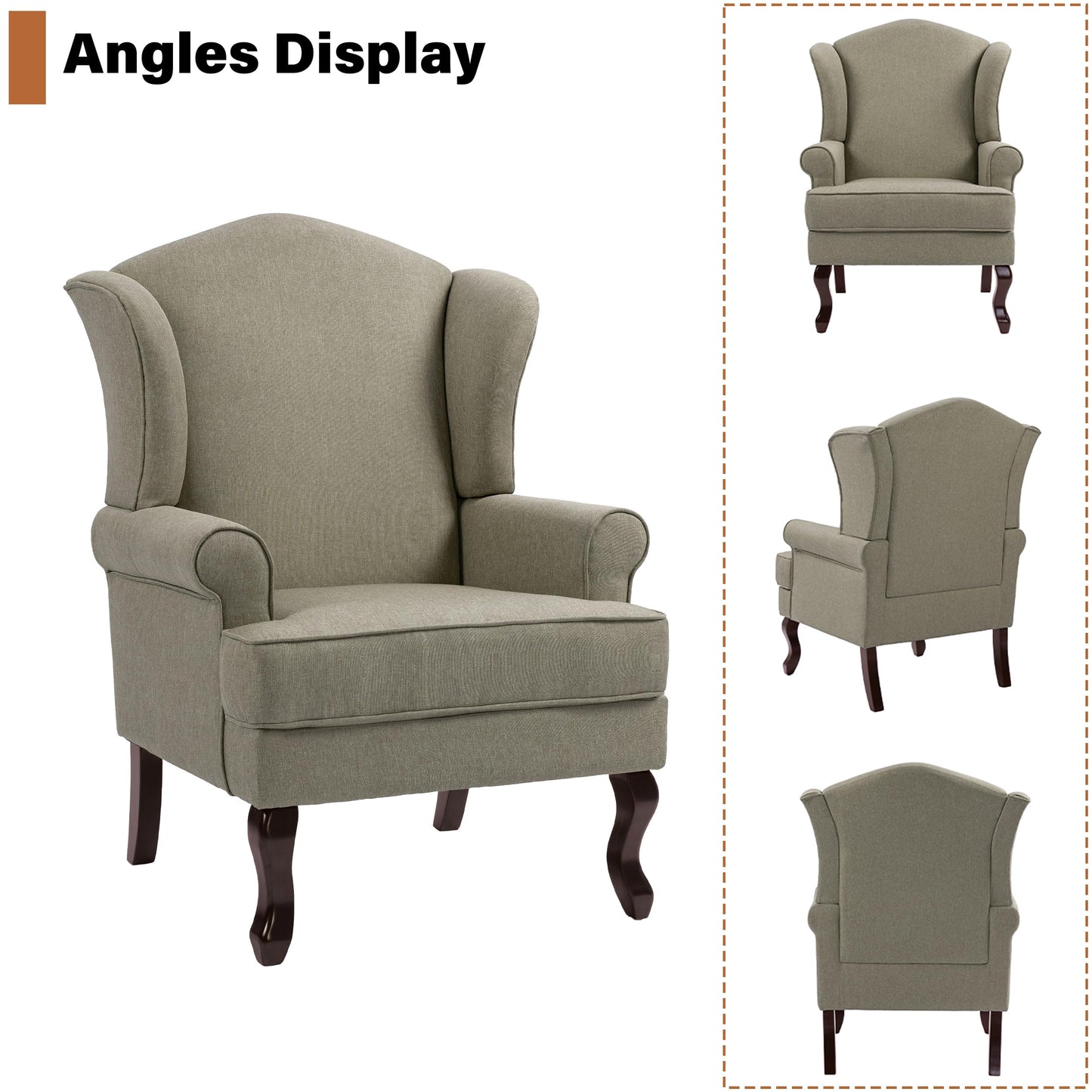High Back Accent Chair, Comfy Upholstered Fabric Armchair for Living Room, Mid Century Modern Club Accent Chair with Curved Armrests and Solid Legs, Single Sofa Reading Chair for Bedroom, Cranberry