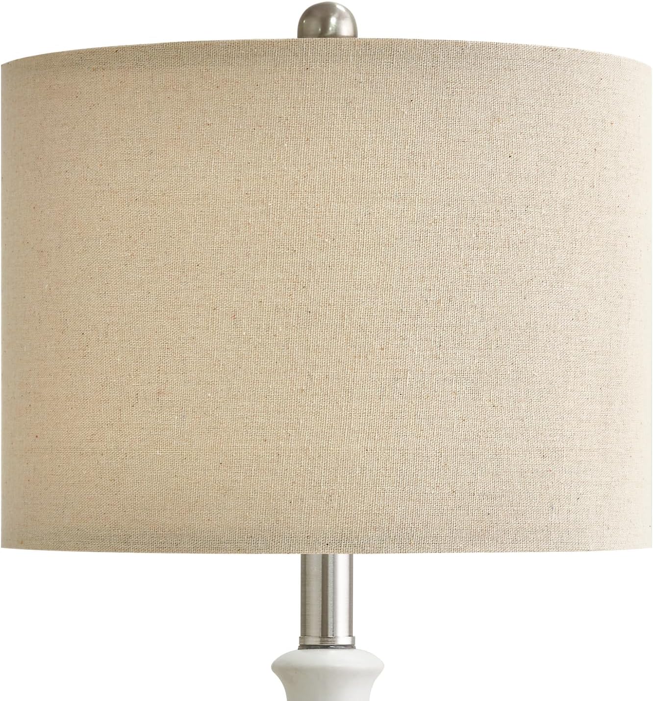 PoKat 24" Modern Contemporary Ceramic Lamp Set of 2 for Living Room White Desk Decor Lamps for Bedroom Farmhouse Bedside Nightstand End Table Lamps, White and Grey