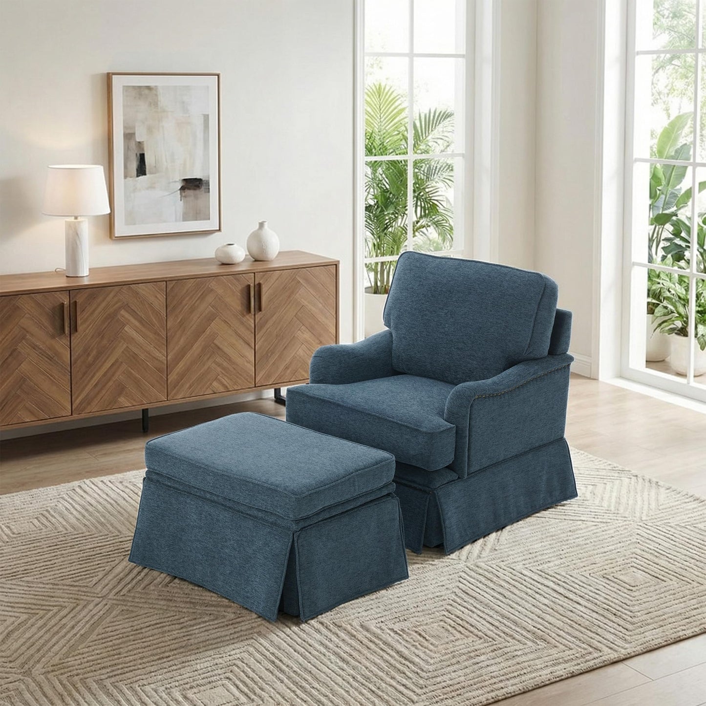 Swivel Accent Chair, 360° Swivel Upholstered Armchairs with Curved Arms, Comfy Chenille Fabric Lounge Reading Chairs for Living Room Bedroom Study, Metal Swivel Base, Tan