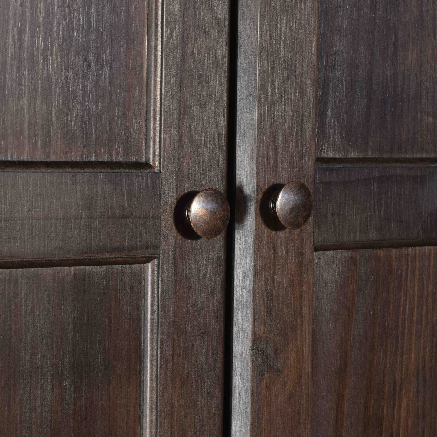Grain Wood Furniture Shaker 2-Door Wardrobe, Solid Wood with Walnut Finish