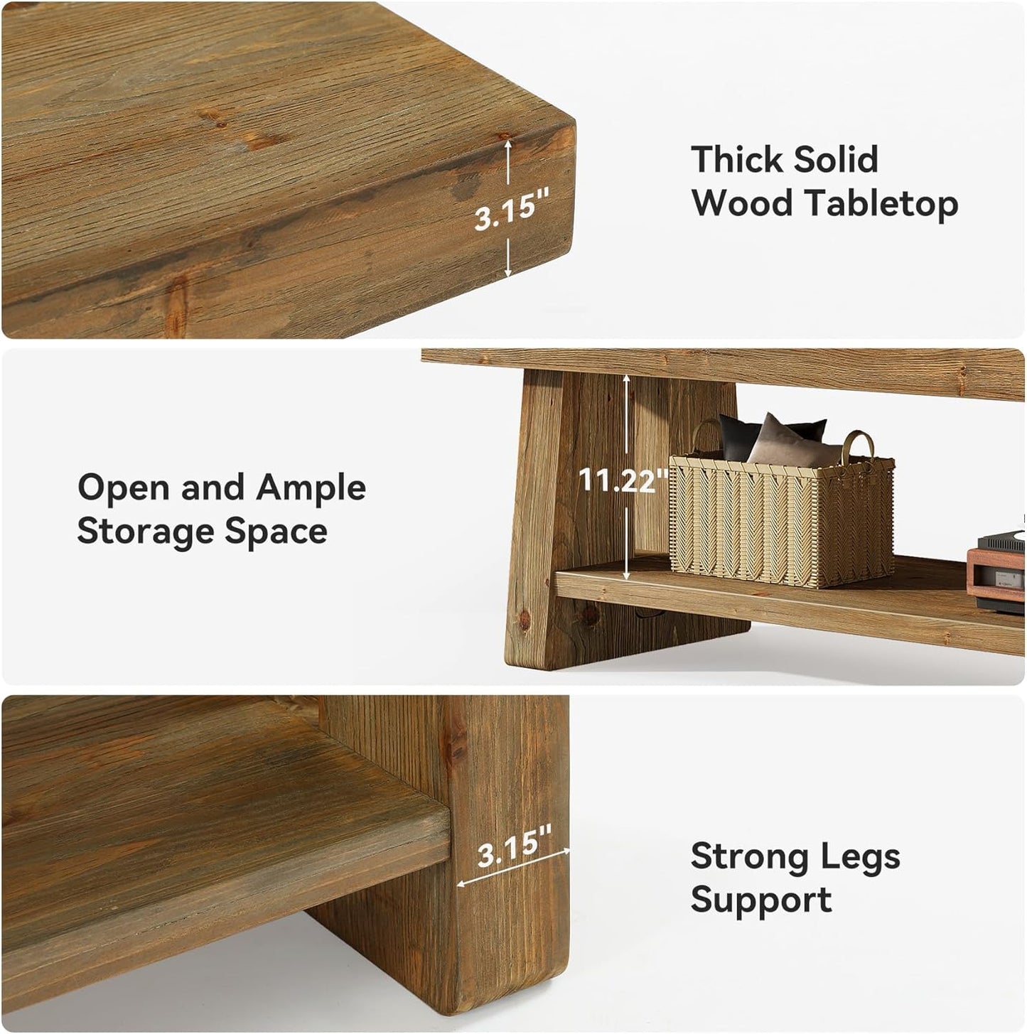 63'' Solid Wood Entryway Bench with Open Shelves, 2-Tier End of Bed Bench, Farmhouse Wooden Bench Indoor for Dining Room, Living Room, Hallway, Bedroom