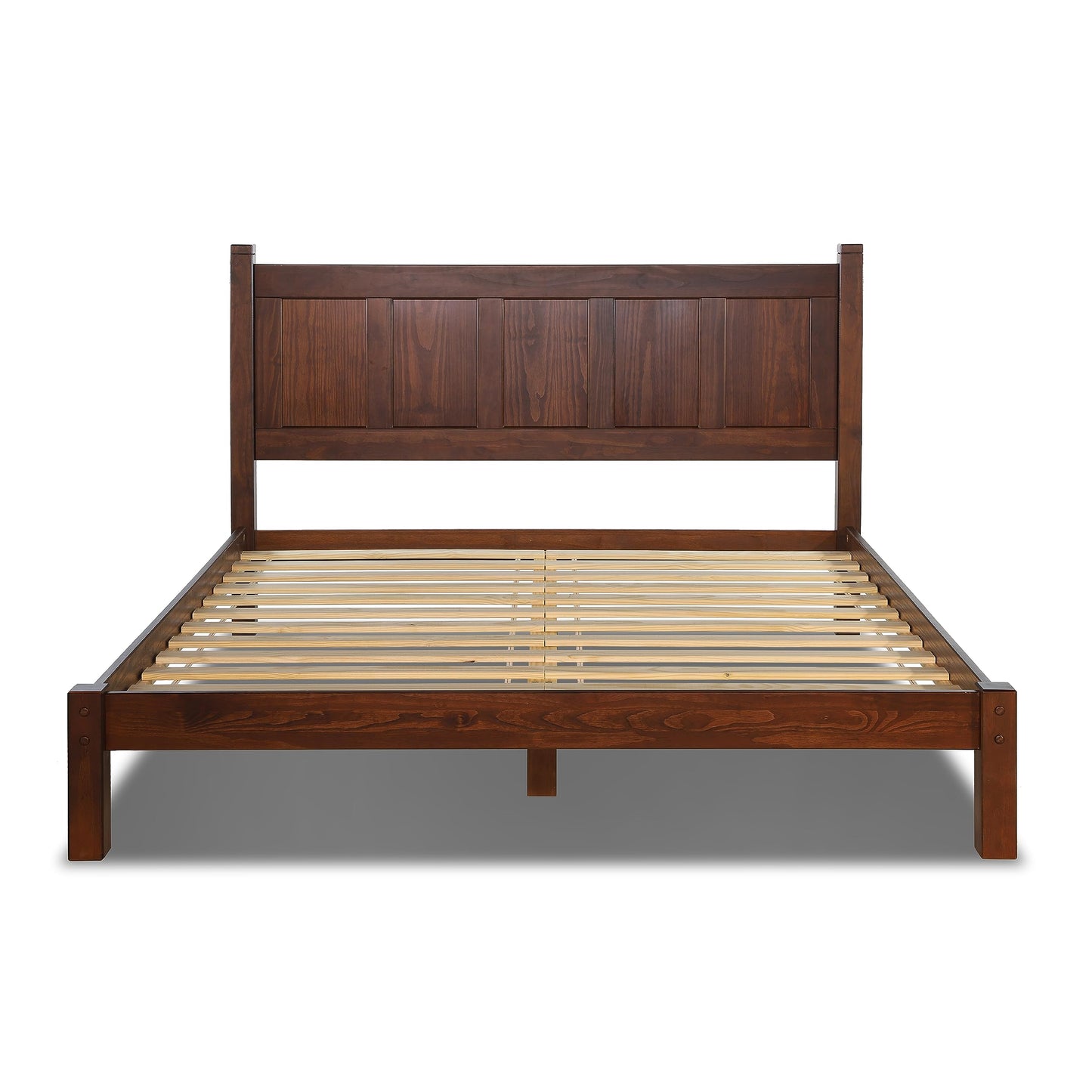 Grain Wood Furniture Shaker Solid Wood Panel Platform Bed, Queen Size, Expresso