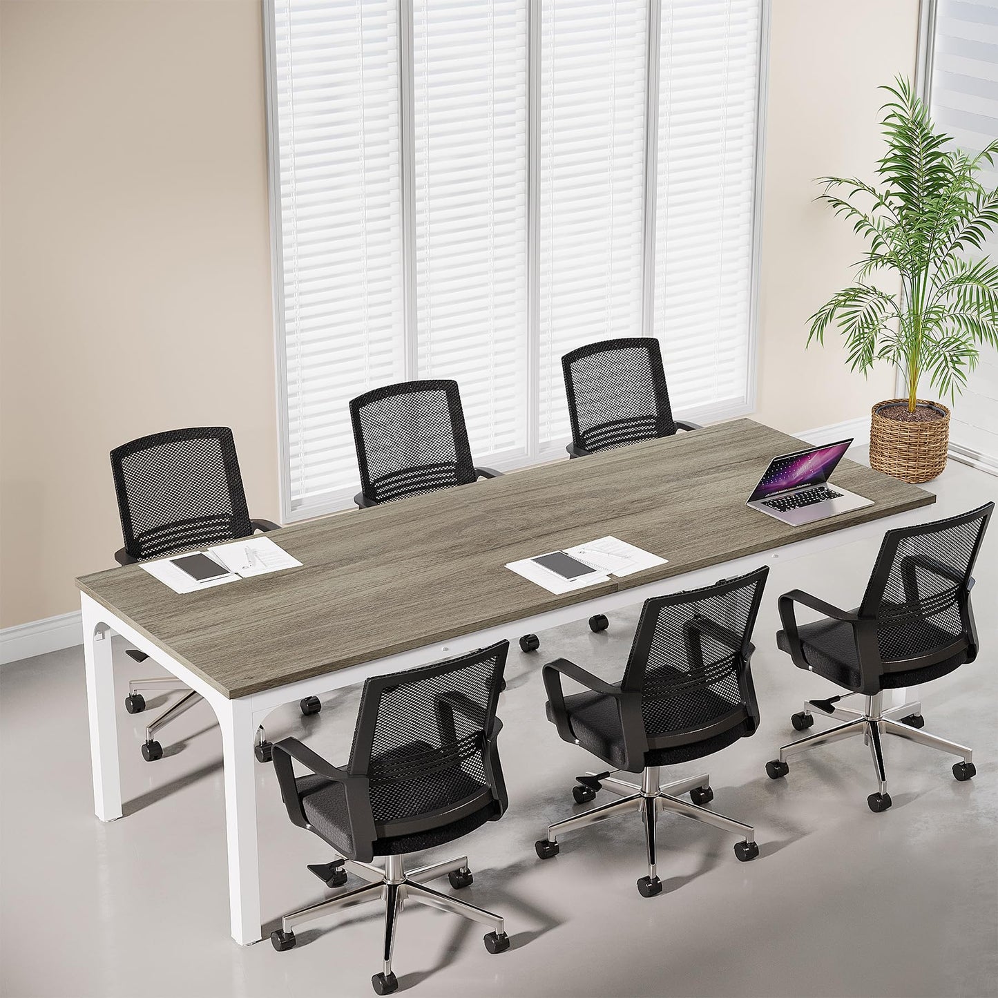 Tribesigns 6.5 FT Conference Room Table, 78.74" W x 27.56" D Large Office Conference Table, Modern Seminar Meeting Table Desk for Boardroom, Meeting Room (1, Rustic Brown)