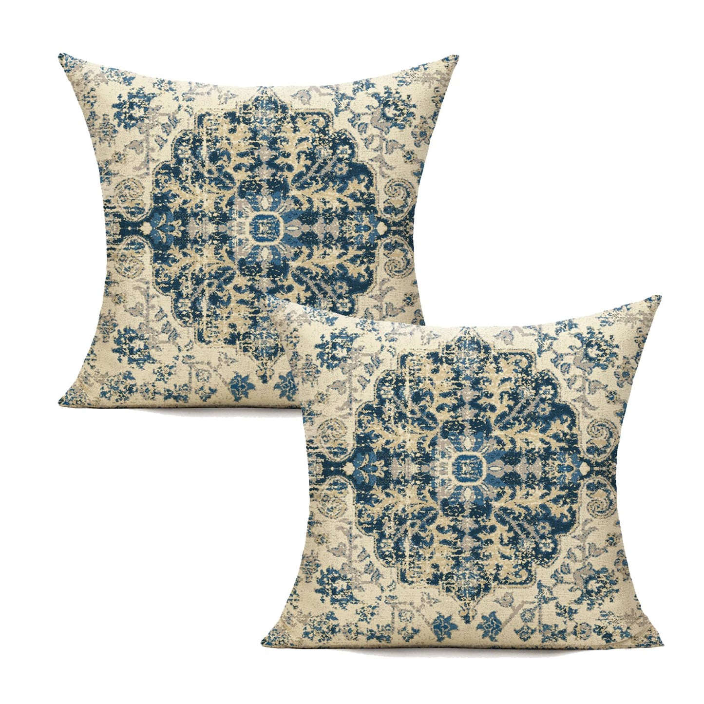 VAKADO Outdoor 22x22 Set of 2 Throw Pillow Covers Boho Black Decorative Spring Farmhouse Bohemian Carpet Gray Floral Farmhouse Home Decor for Living Room Bedroom Bed Cushion Cases