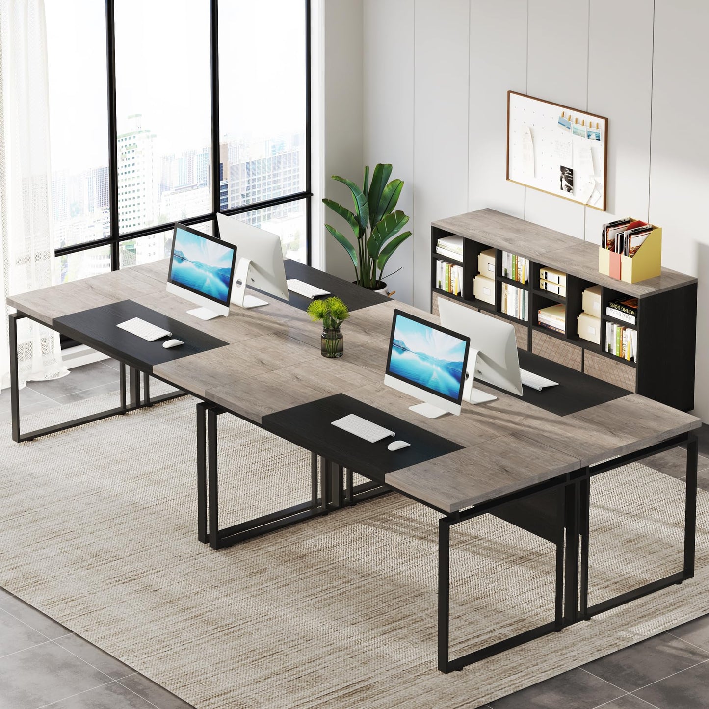 Tribesigns 2-Drawer Wood File Cabinet, Mobile Lateral Filing Cabinet for Hanging Letter Size Files, Printer Stand with Open Storage Shelves for Home Office (Oak Karo & White)