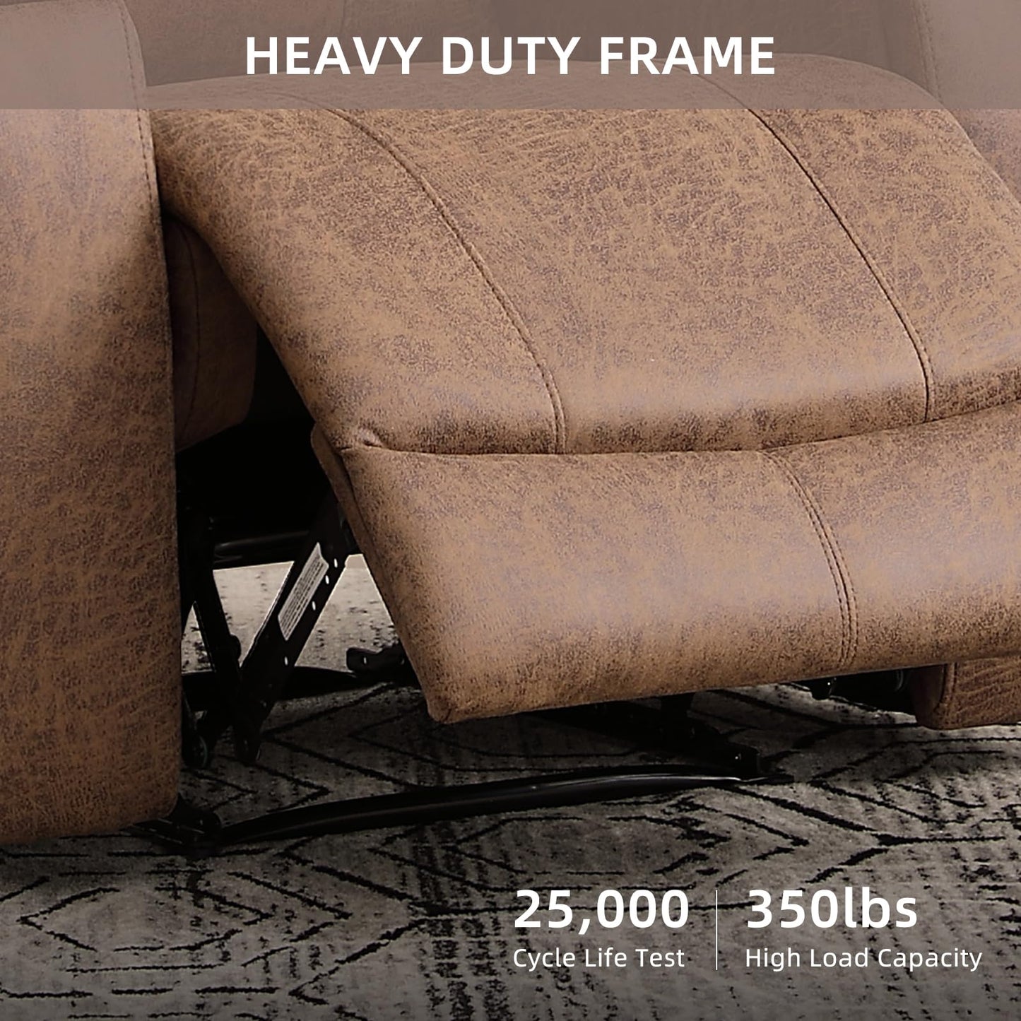 IOMOR Leather Recliner Chair, Manual Recliner Chair for Adults with Overstuffed Arms and Back, Single Sofa Recliner with Cup Holders for Living Room (1, Brown)