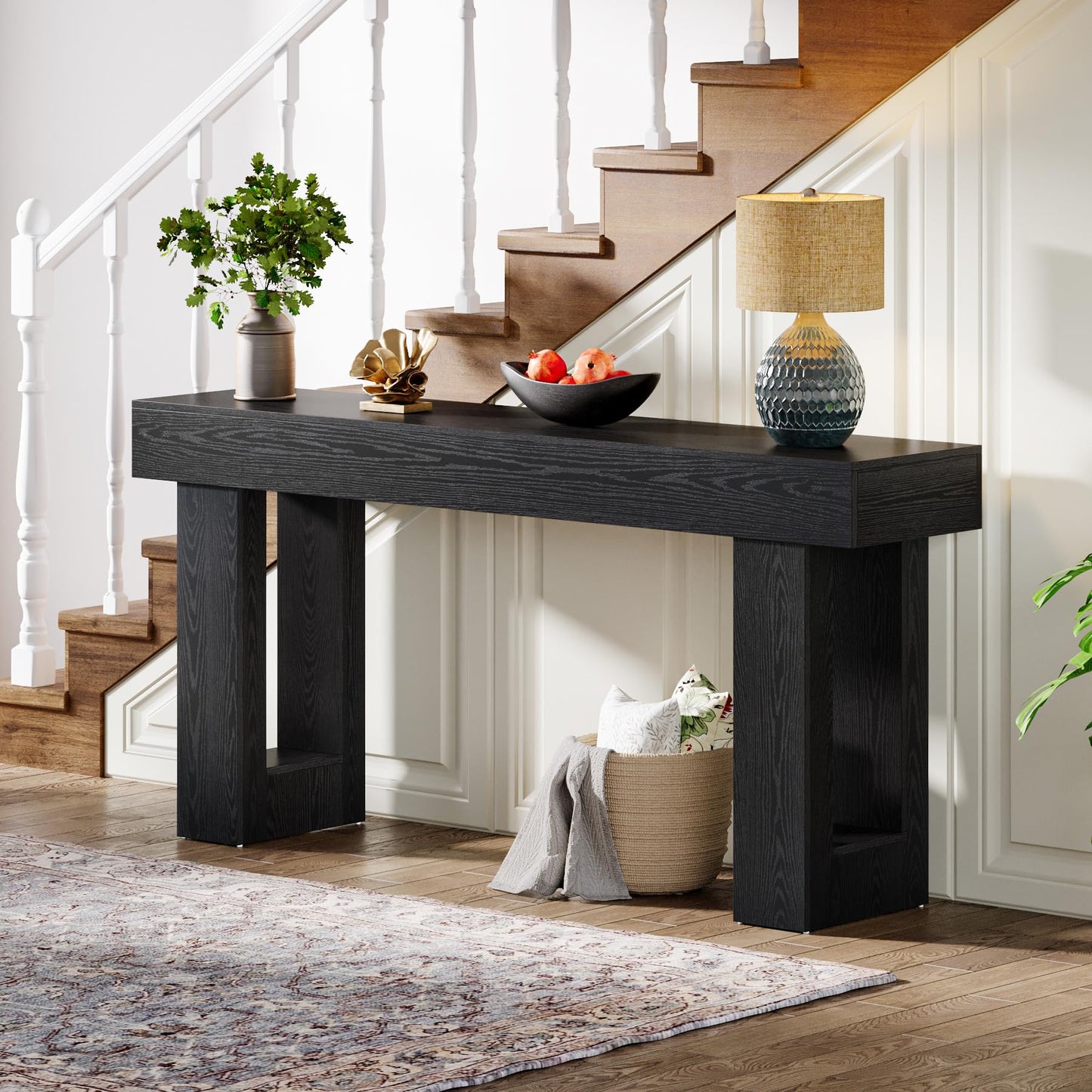 Tribesigns Farmhouse Console Table, 63-Inch Long Narrow Sofa Table Behind The Couch, Wooden Rectangular Entryway Table for Entrance, Hallway, Living Room (Natural)