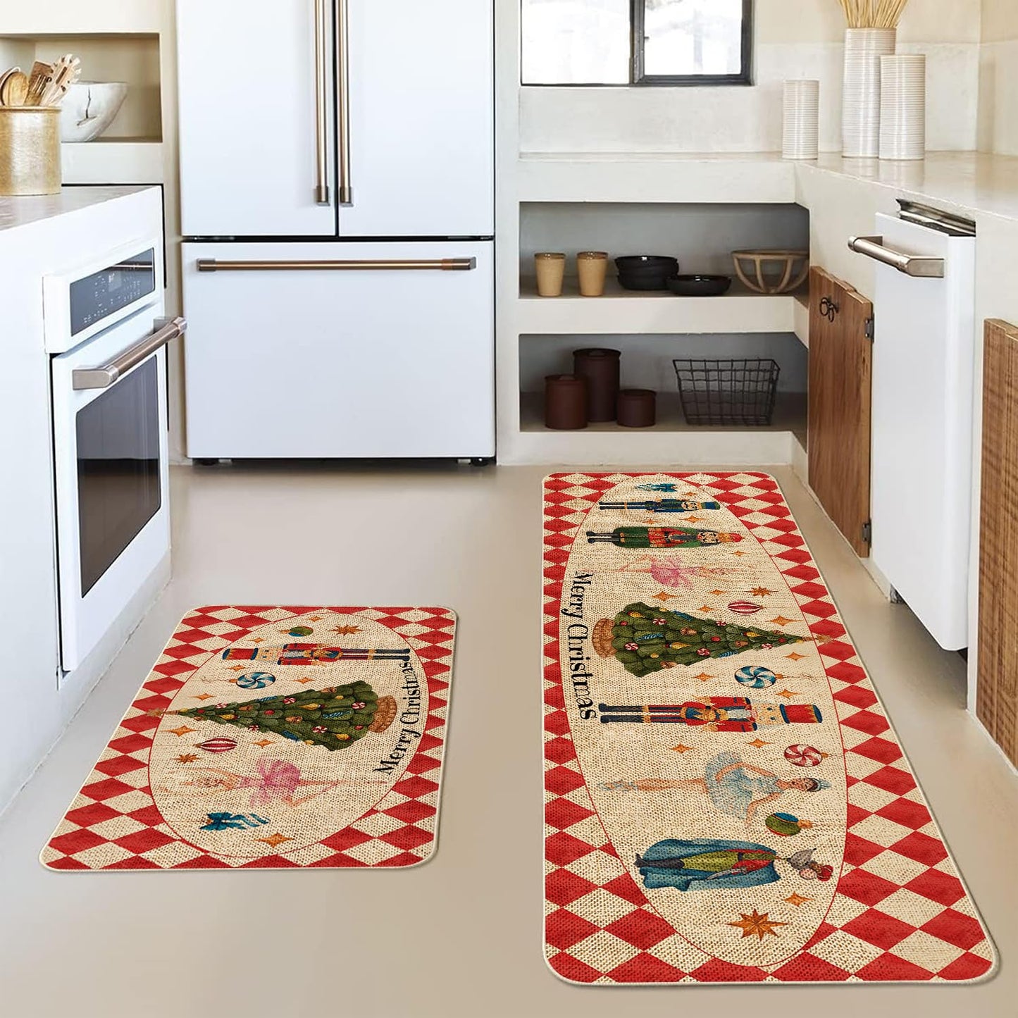 VAKADO Fall Outdoor Welcome Door Mat for Front Door Entrance Classroom Farmhouse Doormat Non-Slip Rubber Backing Autumn Entrance Rug Easy to Clean 17x29 Inch,Black White Buffalo Check Plaid