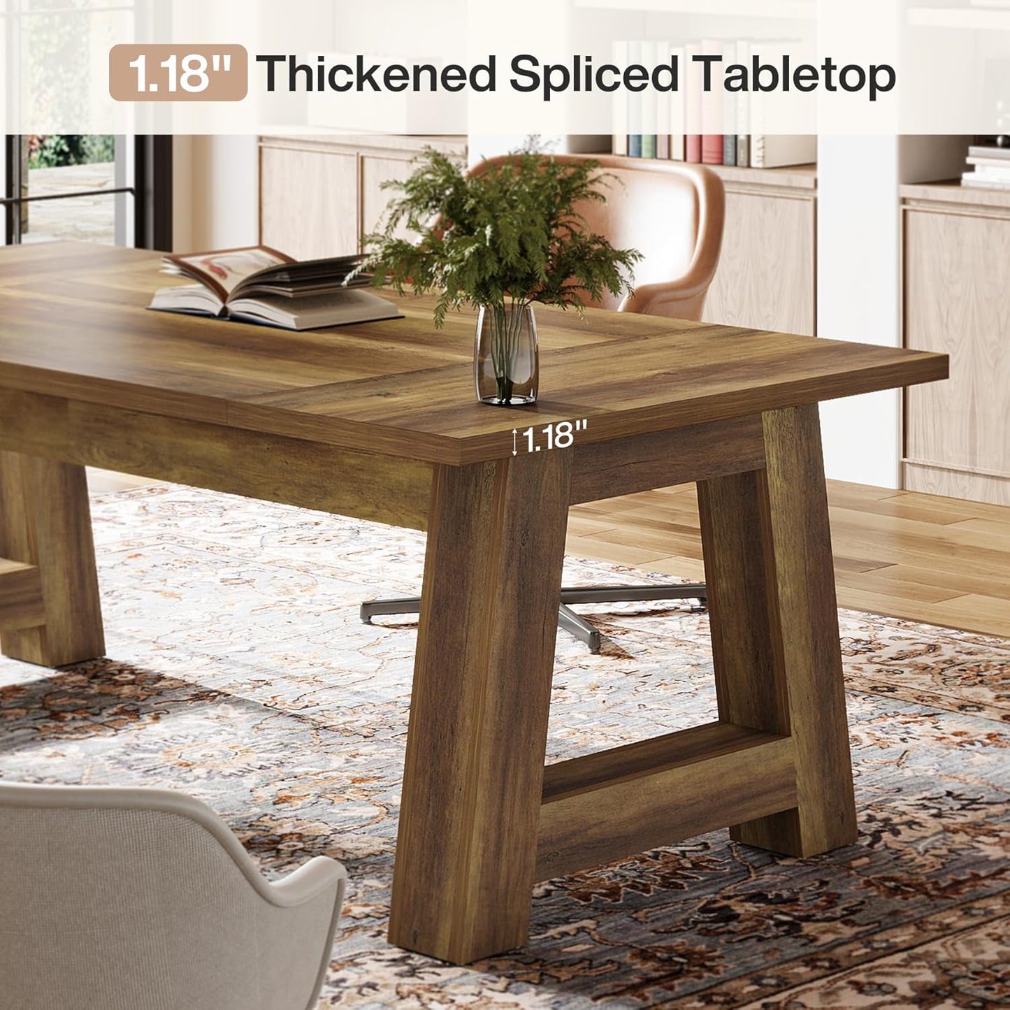Tribesigns 62.6" Executive Desk, Large Office Computer Desk with Thickened Frame, Modern Simple Workstation Writing Table Business Furniture for Home Office, Rustic Brown