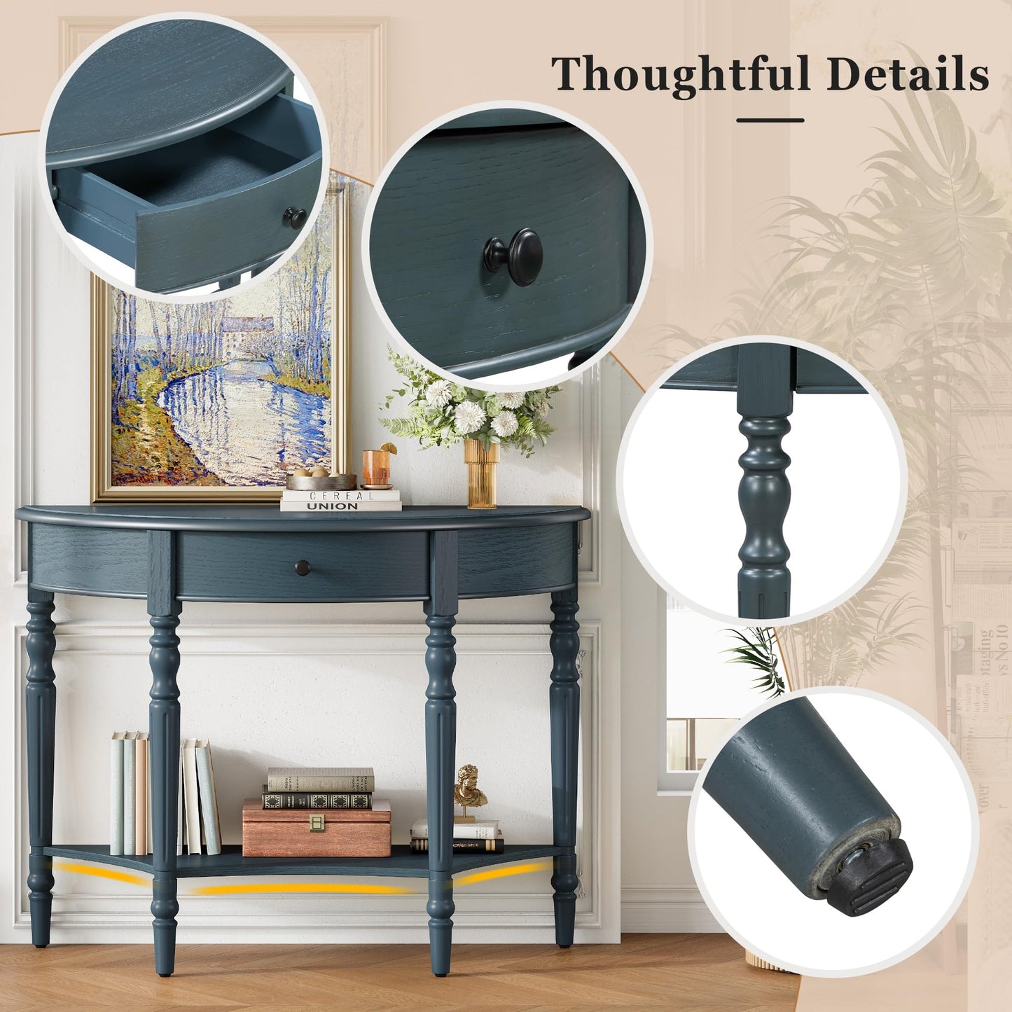 LKTART Small Solid Wood Sofa Table,Console Table with Drawers and Bottom Shelf, Entryway Hallway Foyer Entry Table for Living Room(23.7" Natural)