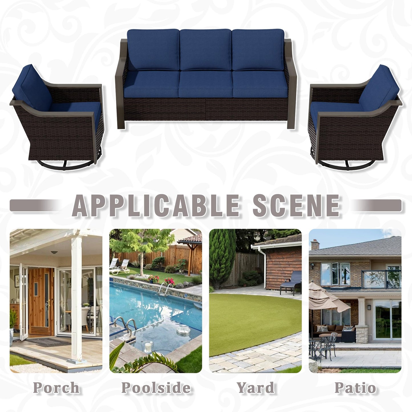 74 Inch Patio 3-Seater Sofa,PE Wicker Outdoor Lounge with Thick Removable Water-Resistant Cushions, Rust-Proof Steel Frame, 900LBS Capacity, Beige