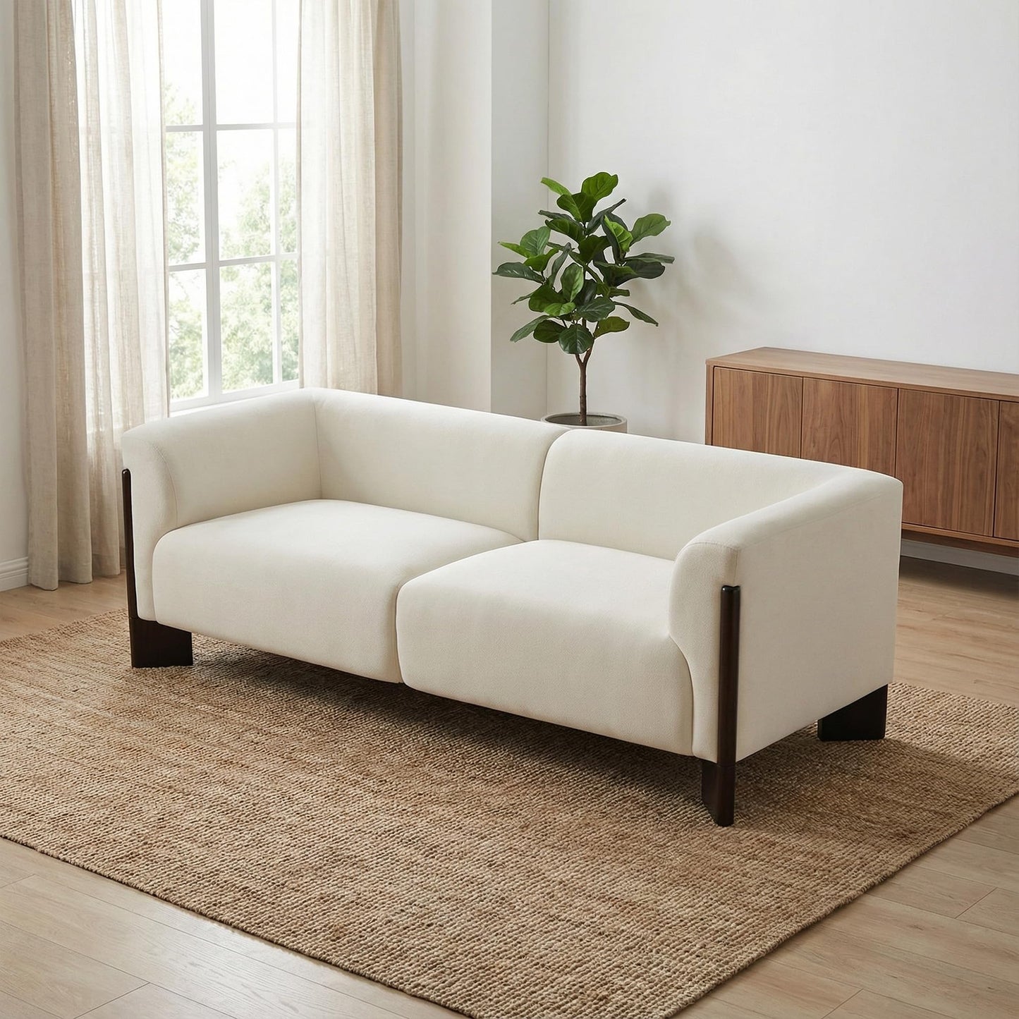 81" Loveseat Sofa Couch, 2 Seater Sofa Couches with Wood Legs and Armrest, Comfy Thick Cushion Upholstered Lounge Loveseat Sofa Chair for Living Room Office, Chenille Fabric, Gray