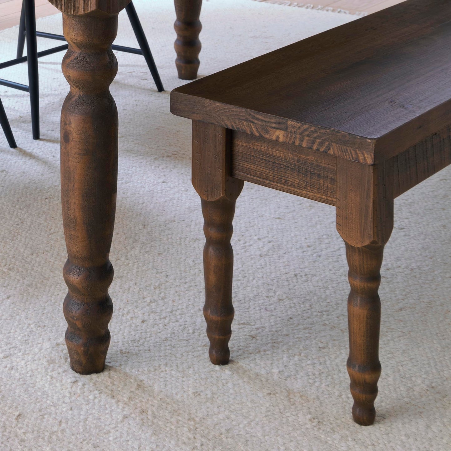 Grain Wood Furniture Valerie Solid Wood Bench with a Rustic Walnut Finish