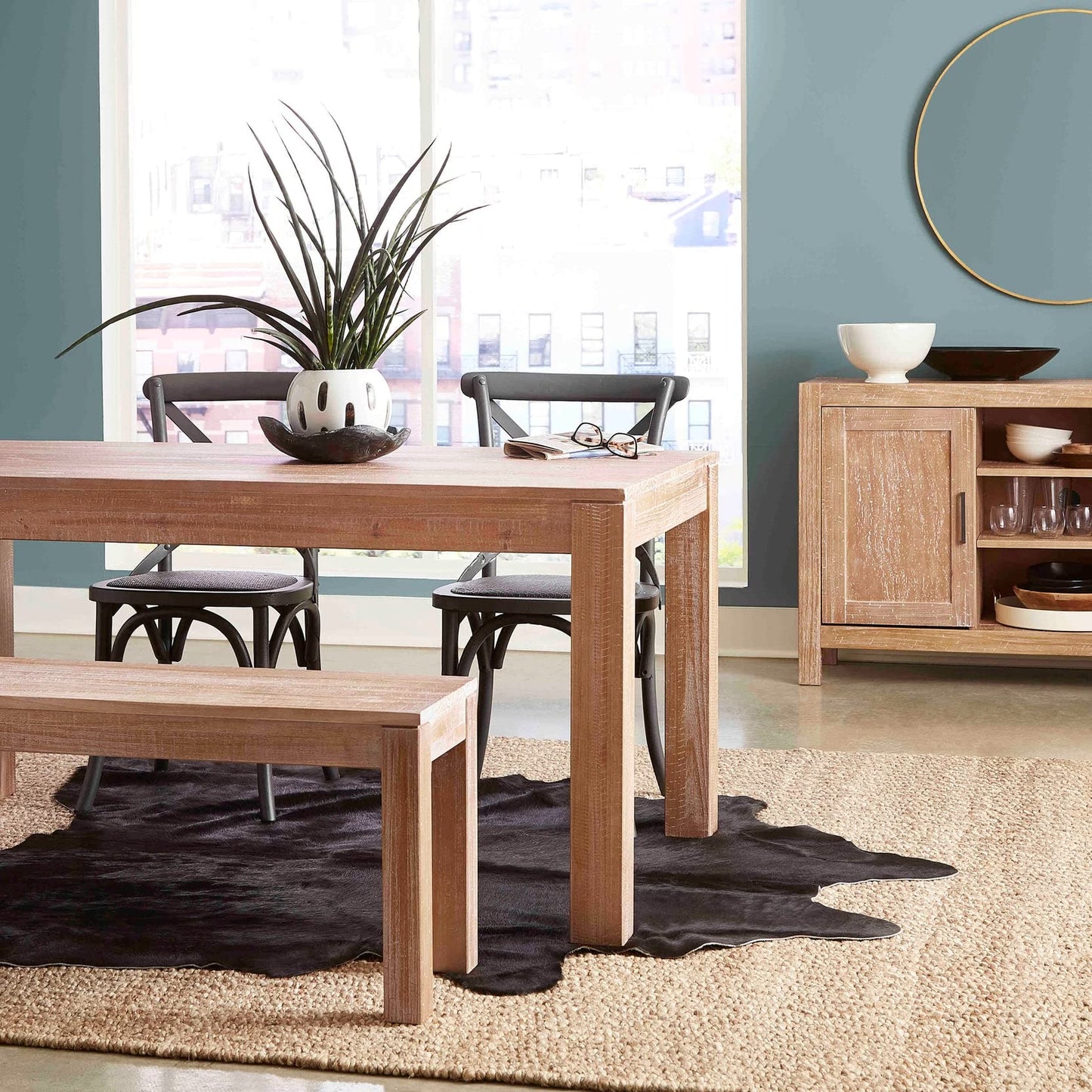 Montauk Solid Wood 63" Dining Table with a Rustic Walnut Finish