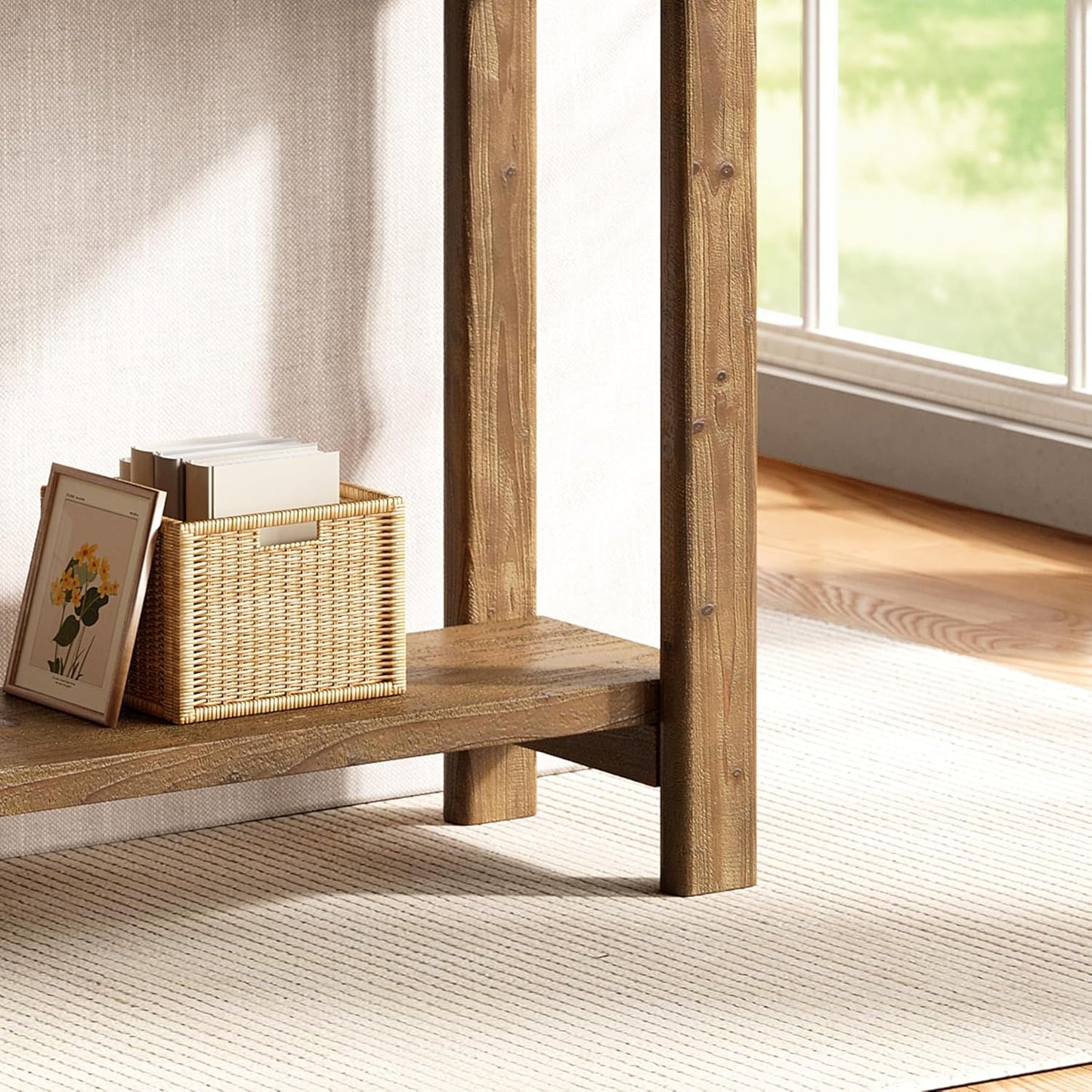 Solid Wood Console Table, 70.9-Inch Long Wooden Sofa Table Behind Couch for Entryway, Hallway, Foyer, Living Room, Natural Brown