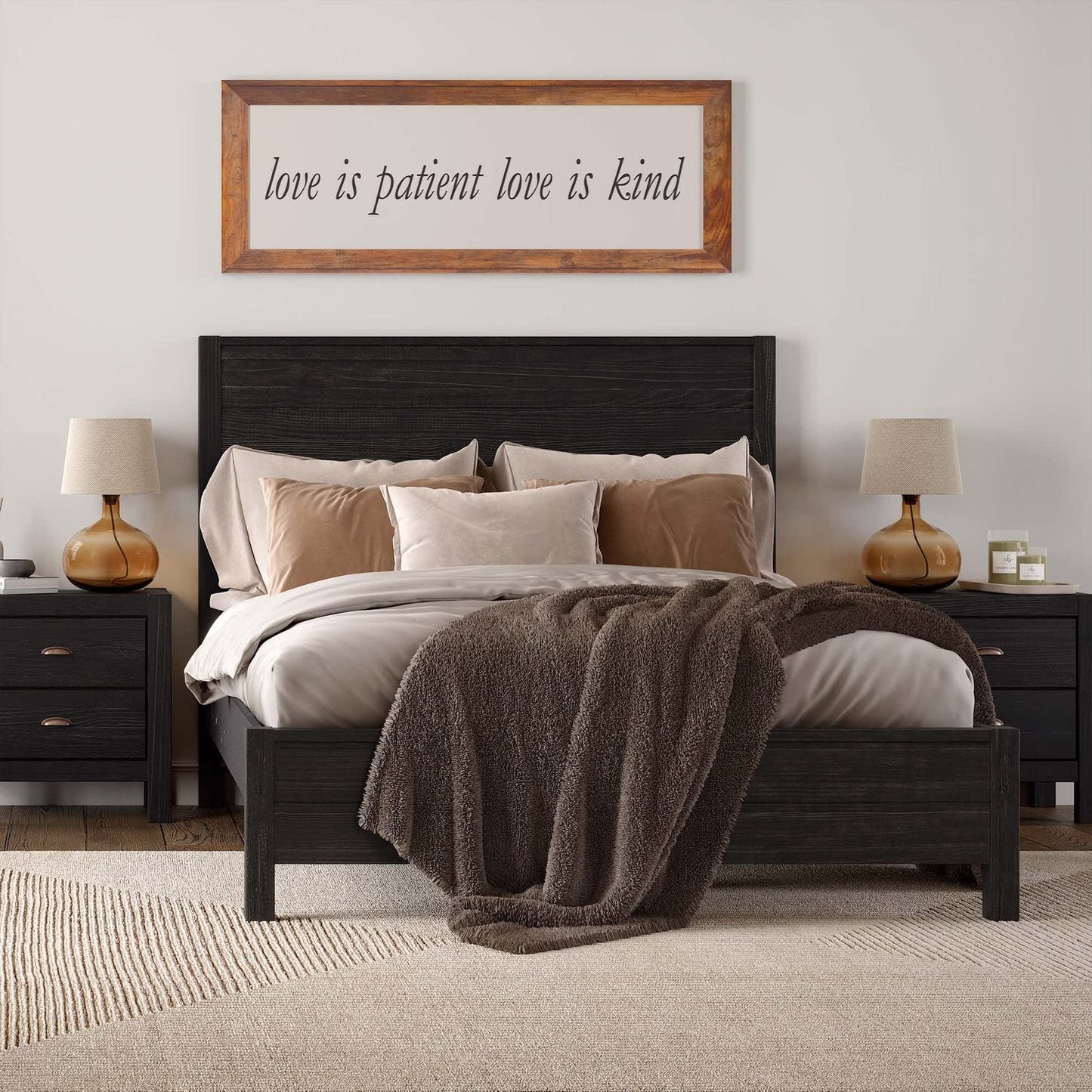 Grain Wood Furniture Montauk Solid Wood Bed, King Size, Rustic Walnut