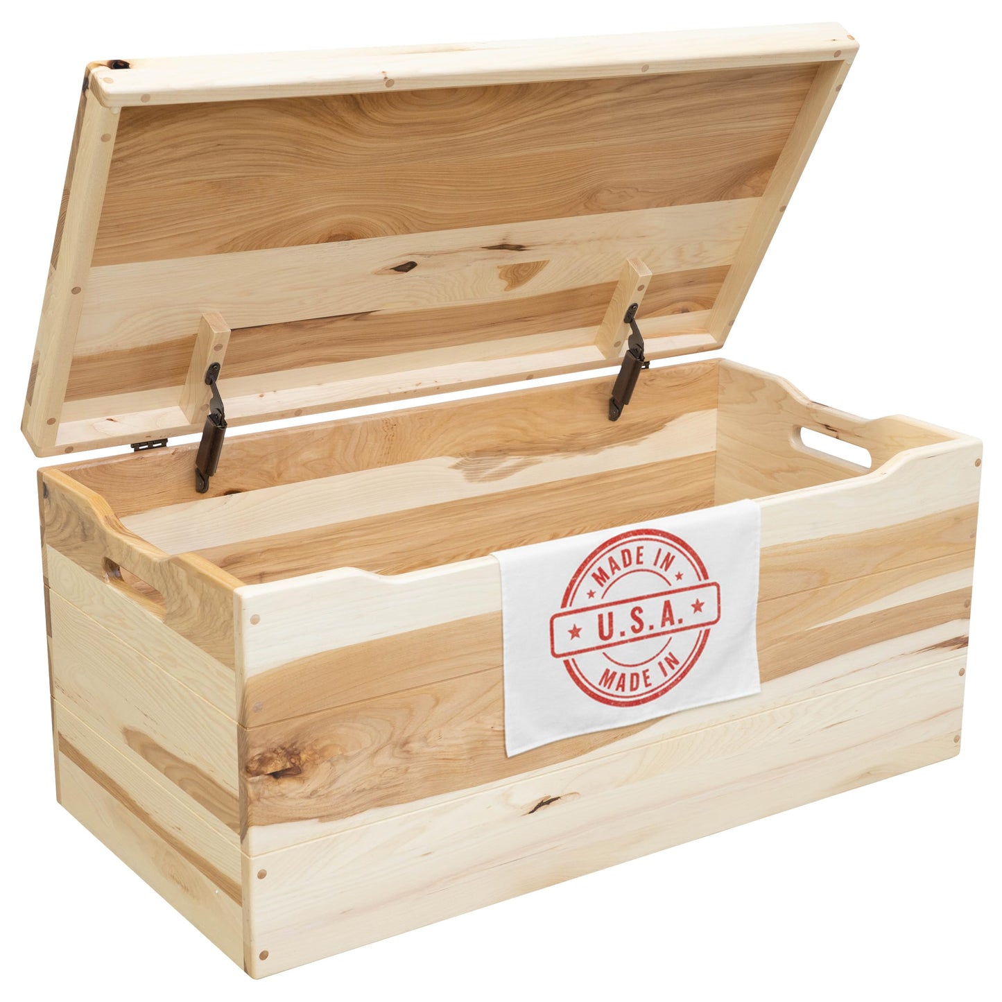 Wooden Storage Chest Trunk Box with Lid and Handles. Handmade, Rustic, Oak Wood, Cherry Stain, 30"