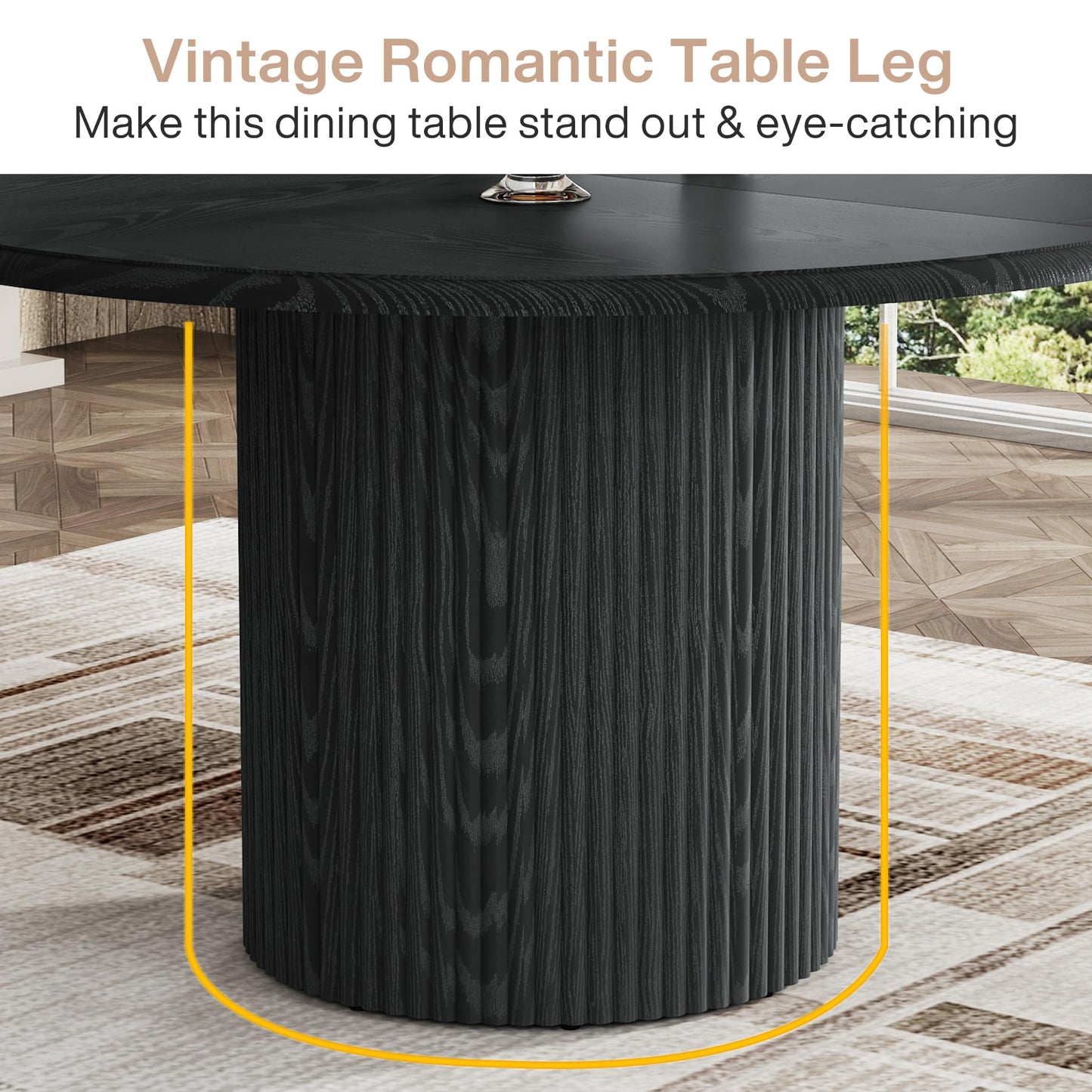 Tribesigns 47" Round Dining Table for 4, Farmhouse Kitchen Table with Metal Base, Modern Small Dinner Table for Dining Room,Kitchen (Chairs Not Included)