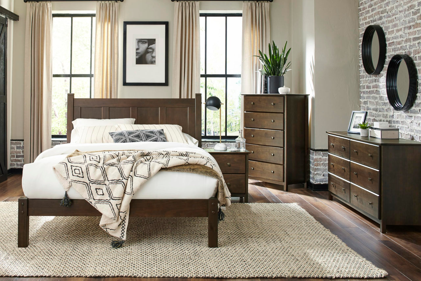Grain Wood Furniture Shaker 6-Drawer Dresser, Solid Wood with a Walnut Finish